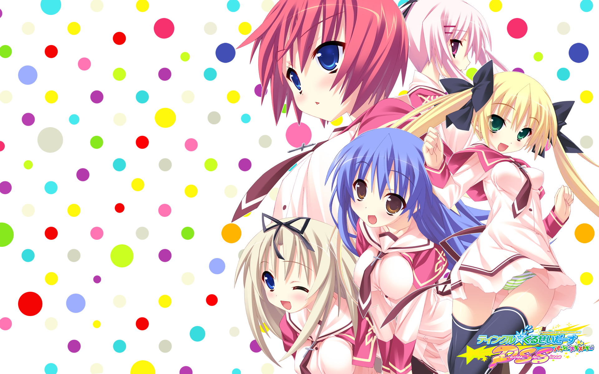 amyrina azel cameltoe kannagi_rei kujou_ria lolotte_rosenkreuz misa_brigitta_cristelis pantsu seifuku shimapan thighhighs twinkle_crusaders twinkle_crusaders_-passion_star_stream- twinkle_crusaders_gogo! wallpaper