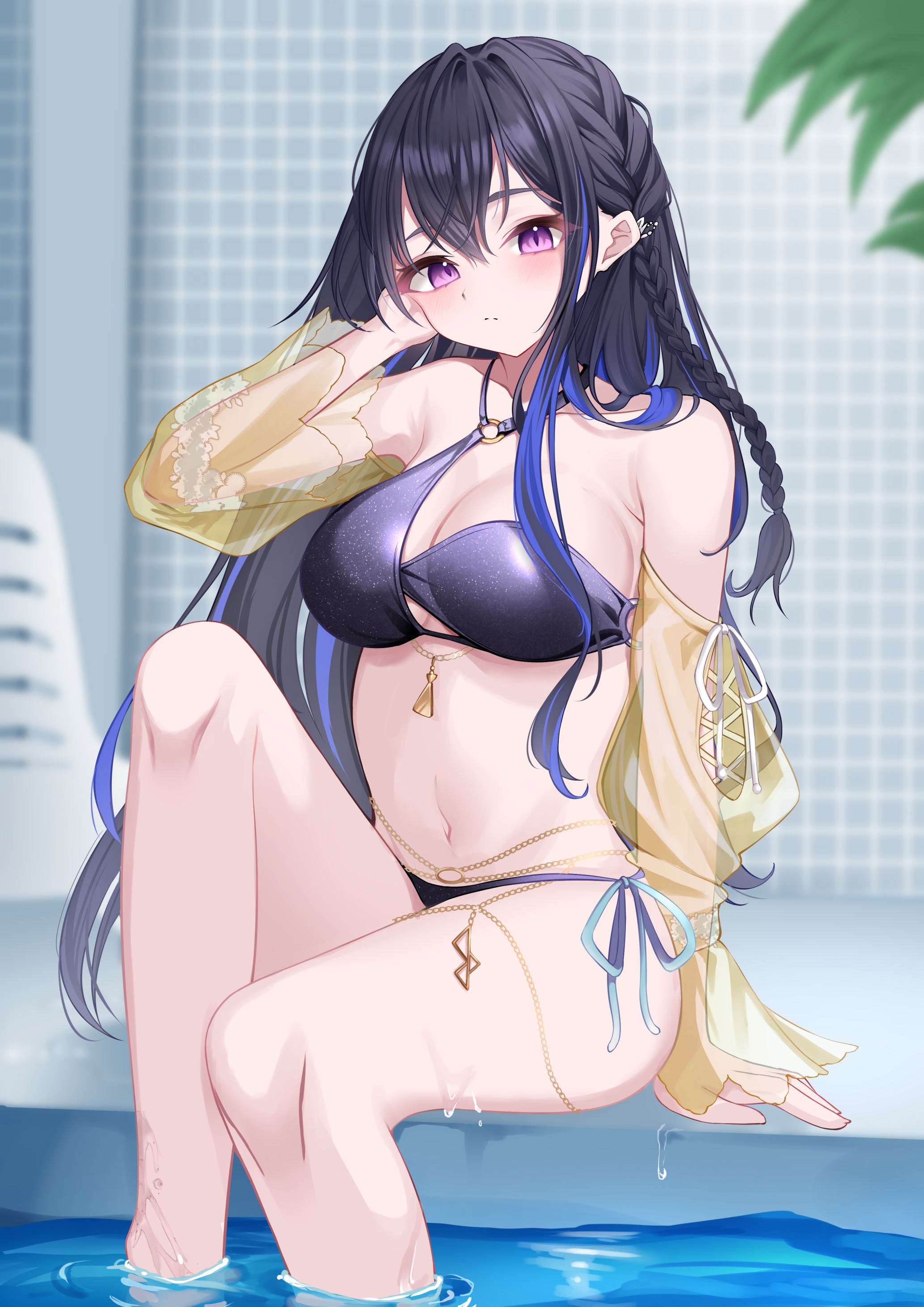 bikini ichinose_uruha lupinus_virtual_games sakura_lily_(shiro) see_through swimsuits vspo! wet