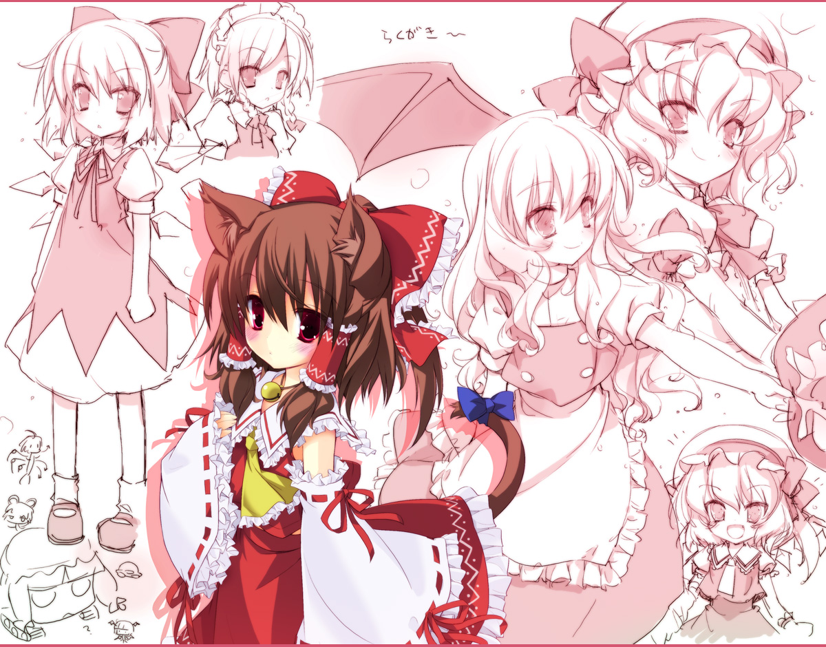 hakurei reimu, kirisame marisa, remilia scarlet, flandre scarlet