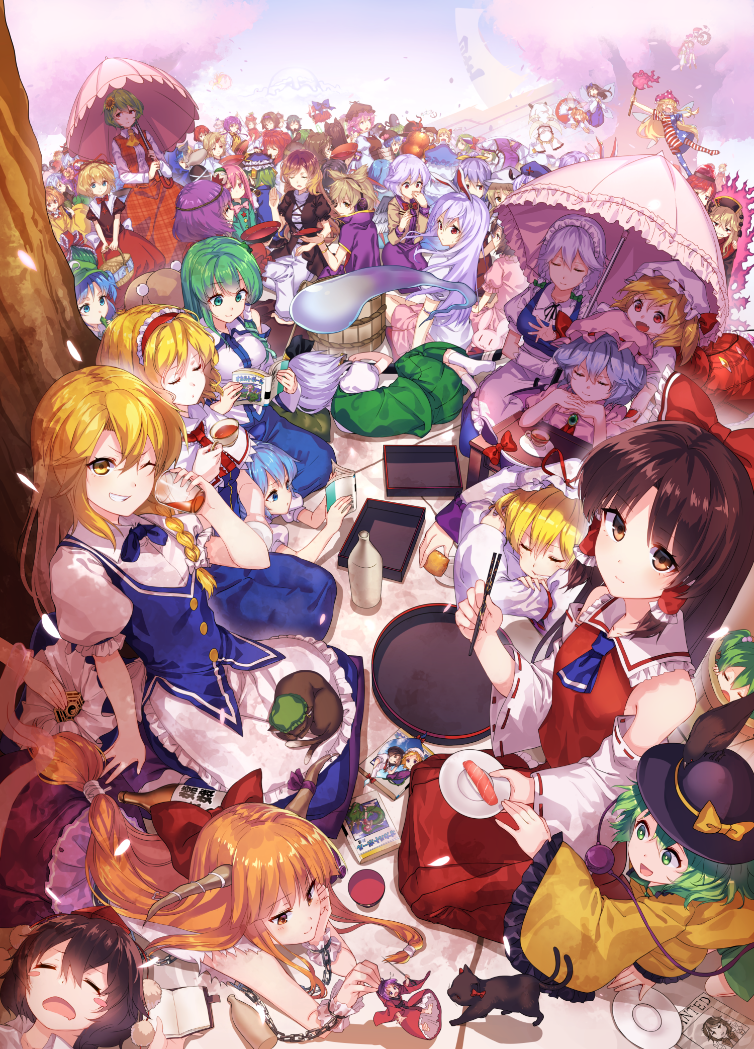 aki_minoriko aki_shizuha alice_margatroid animal_ears bunny_ears chen cirno clownpiece daiyousei doremy_sweet dress flandre_scarlet fujiwara_no_mokou futatsuiwa_mamizou hakurei_reimu hata_no_kokoro hecatia_lapislazuli hieda_no_akyuu hijiri_byakuren himekaidou_hatate hinanawi_tenshi hong_meiling horikawa_raiko horns hoshiguma_yuugi houjuu_nue houraisan_kaguya ibaraki_kasen ibuki_suika imaizumi_kagerou inaba_tewi inubashiri_momiji izayoi_sakuya junko kaenbyou_rin_(cat) kagiyama_hina kaku_seiga kamishirasawa_keine kasodani_kyouko kawashiro_nitori kazami_yuuka kijin_seija kirisame_marisa kishin_sagume kisume koakuma kochiya_sanae komeiji_koishi komeiji_satori konpaku_youmu kumoi_ichirin kurodani_yamame letty_whiterock lily_white luna_child lunasa_prismriver lyrica_prismriver maid maribel_hearn medicine_melancholy merlin_prismriver miyako_yoshika mizuhashi_parsee mononobe_no_futo moriya_suwako motoori_kosuzu murasa_minamitsu mystia_lorelei nagae_iku nazrin neko onozuka_komachi pantyhose patchouli_knowledge reisen reisen_udongein_inaba reiuji_utsuho remilia_scarlet ringo_(touhou) rumia saigyouji_yuyuko sake seiran_(touhou) sekibanki shameimaru_aya shikieiki_yamaxanadu soga_no_tojiko star_sapphire sukuna_shinmyoumaru sunny_milk tatara_kogasa tokiko toramaru_shou touhou toyosatomimi_no_miko tsukumo_benben tsukumo_yatsuhashi u_u_zan umbrella unzan usami_renko usami_sumireko wakasagihime watatsuki_no_toyohime watatsuki_no_yorihime wings wriggle_nightbug yagokoro_eirin yakumo_ran yakumo_yukari yasaka_kanako