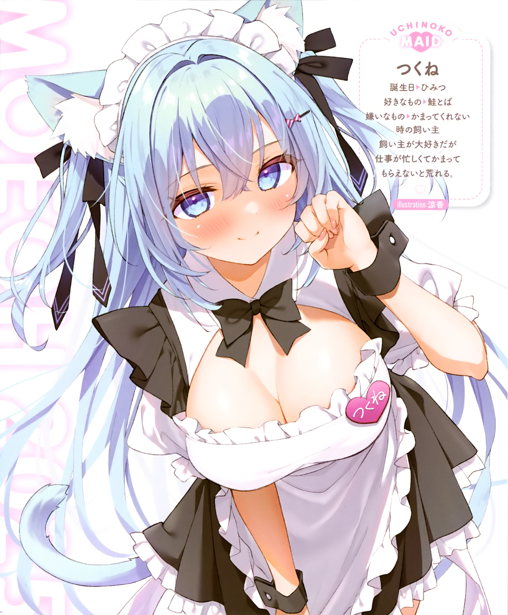 animal_ears calendar maid nekomimi no_bra ryohka tail