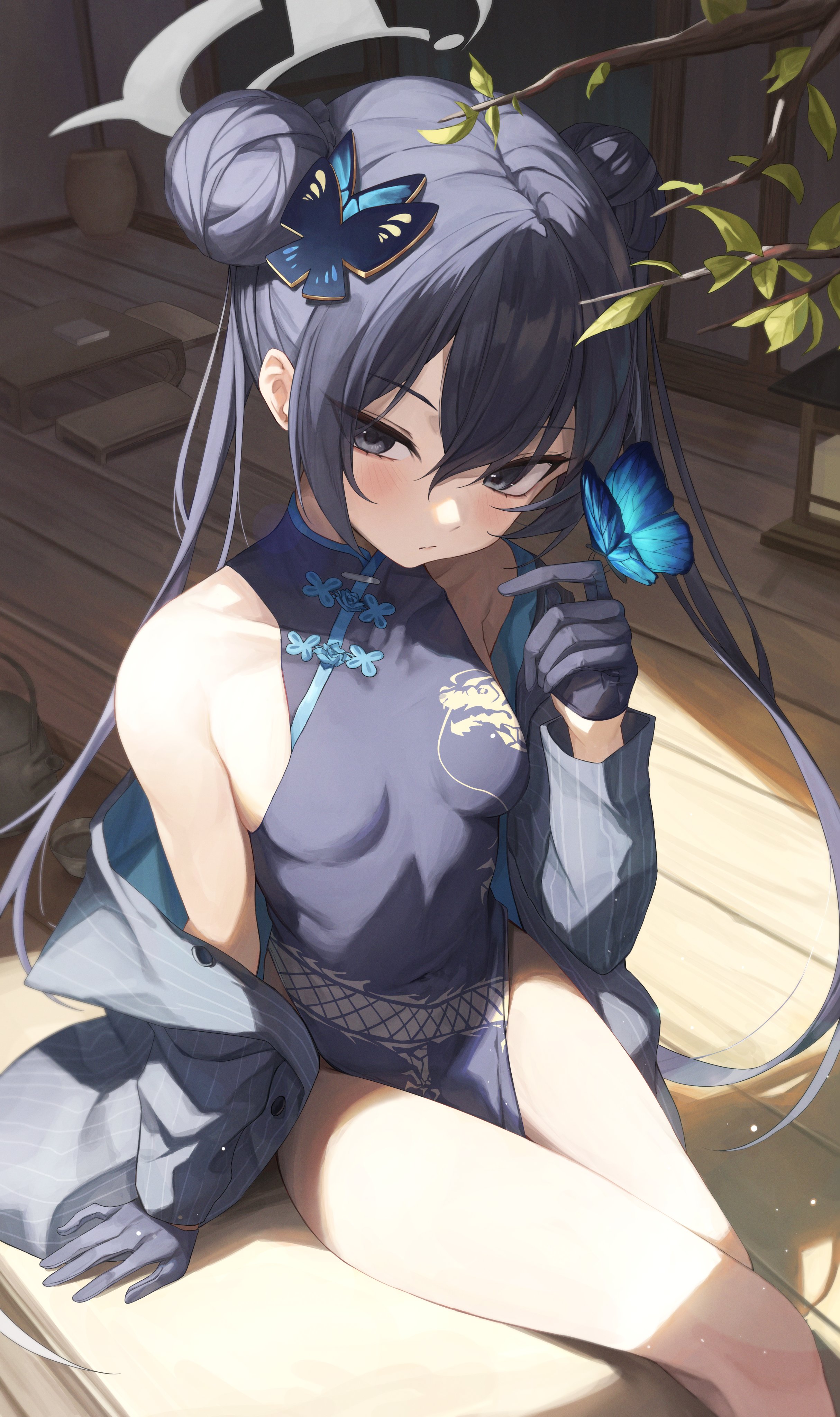 blue_archive chinadress halo loli no_bra rosu_1109 ryuuge_kisaki