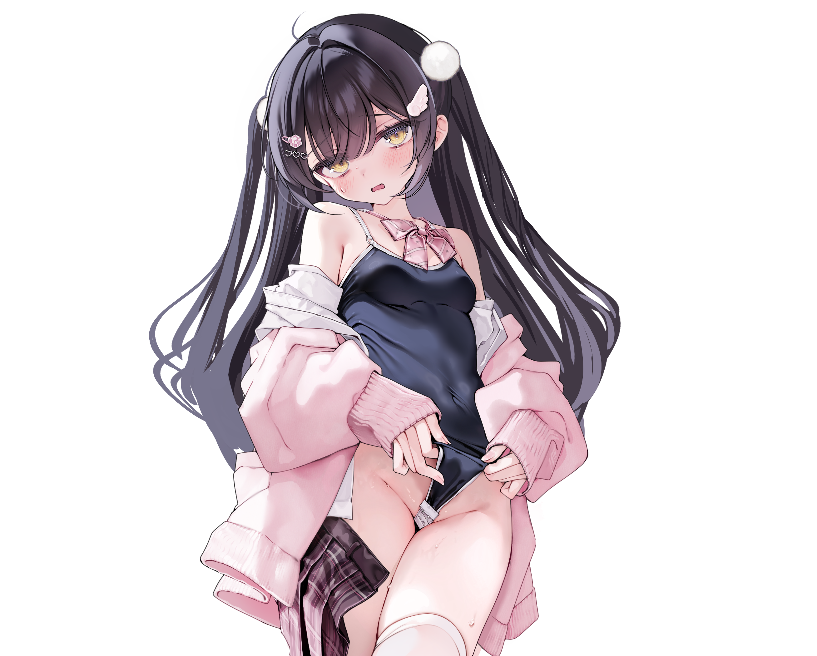 loli school_swimsuit seifuku sweater swimsuits thighhighs transparent_png undressing wet yunmi