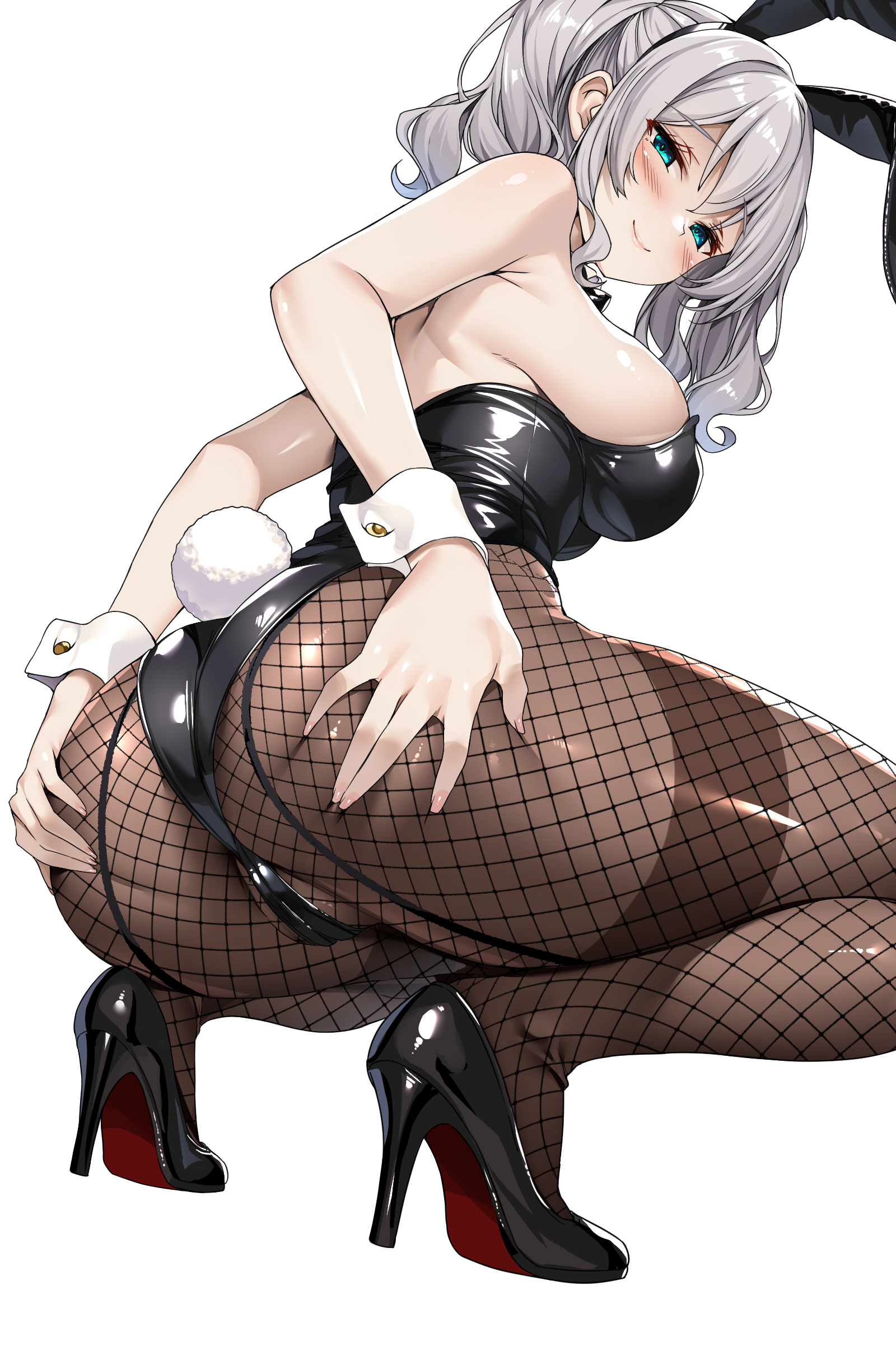 animal_ears ass bunny_ears bunny_girl cameltoe fishnets heels kantai_collection kashima_(kancolle) no_bra pantyhose tail torisan