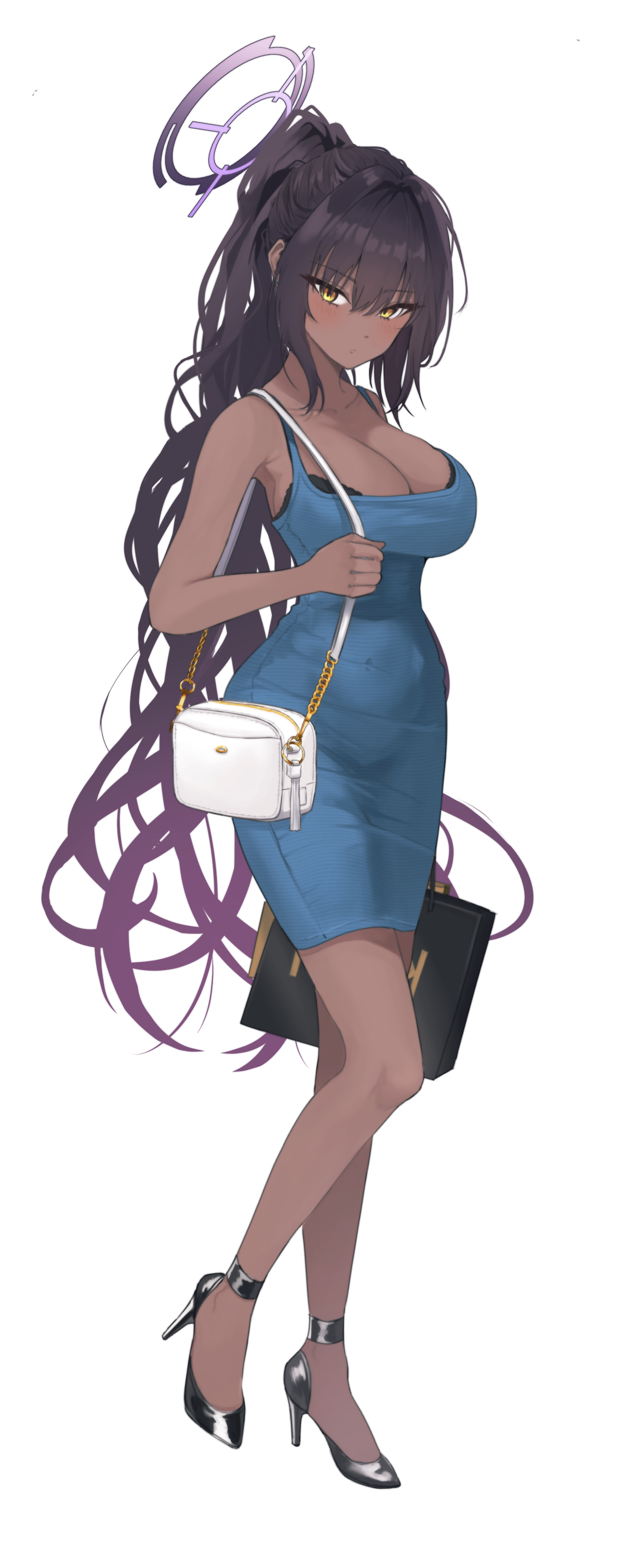 arata_haru blue_archive bra dress halo heels kakudate_karin transparent_png