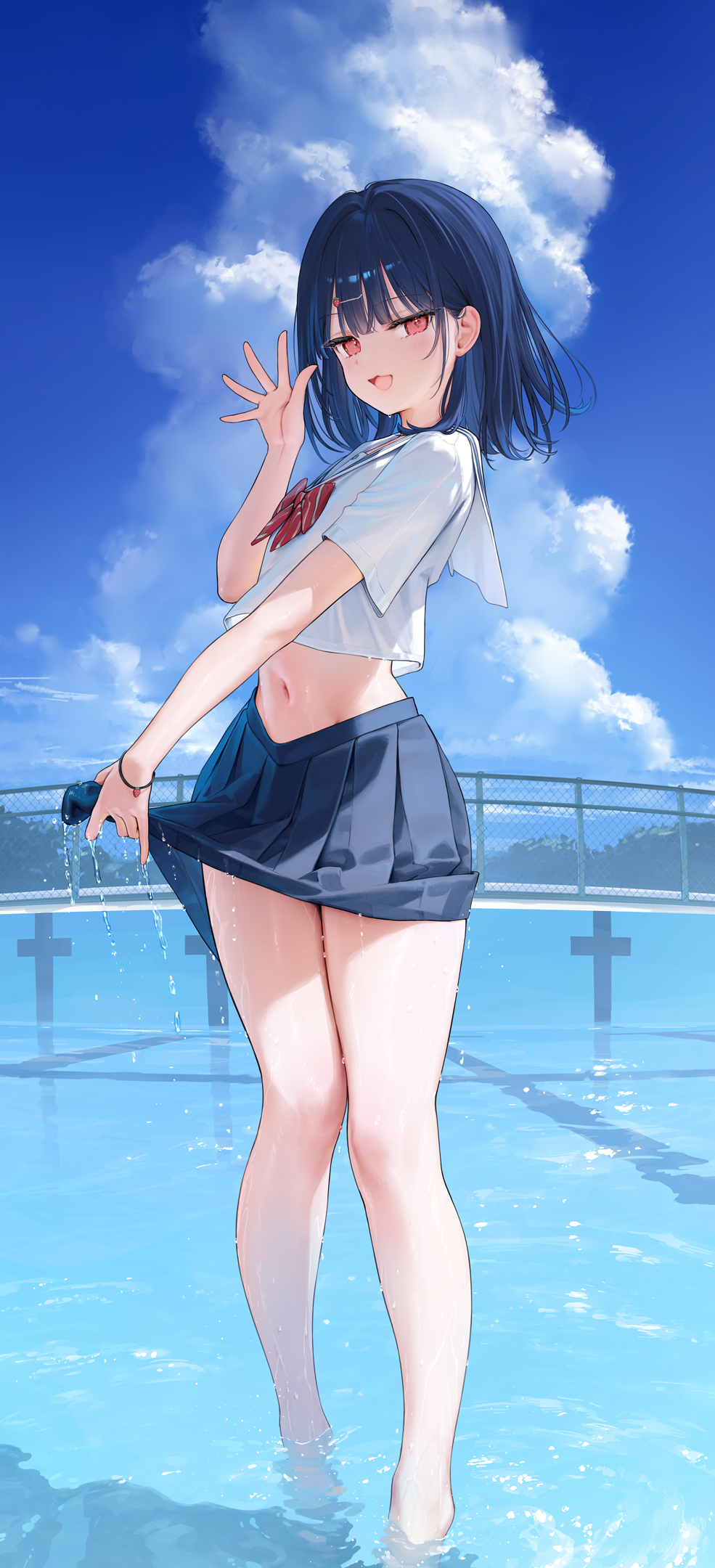 ichigo_(mignon) mignon see_through seifuku skirt_lift wet wet_clothes