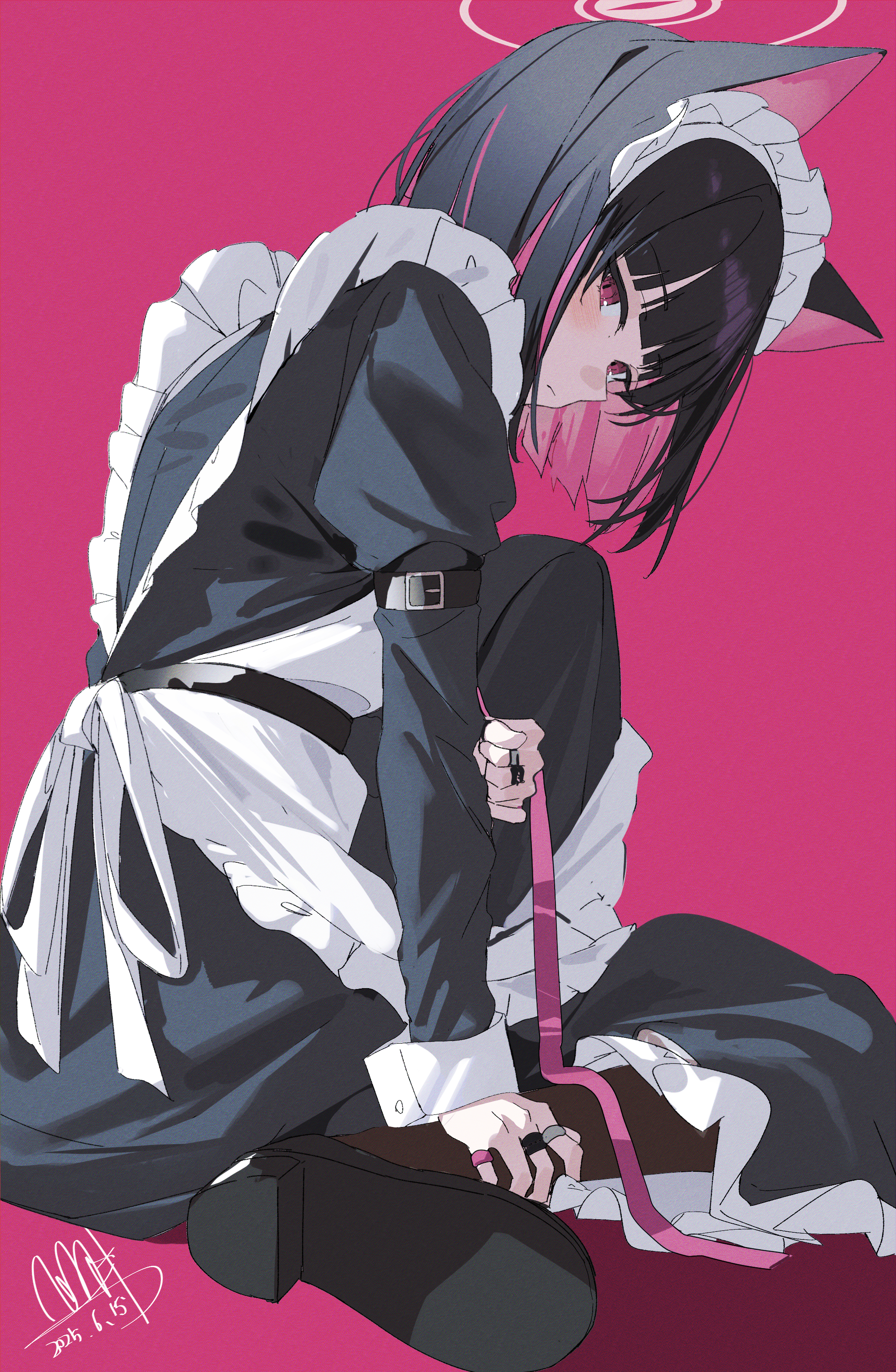 animal_ears blue_archive halo heels kyouyama_kazusa maid nekomimi qtian