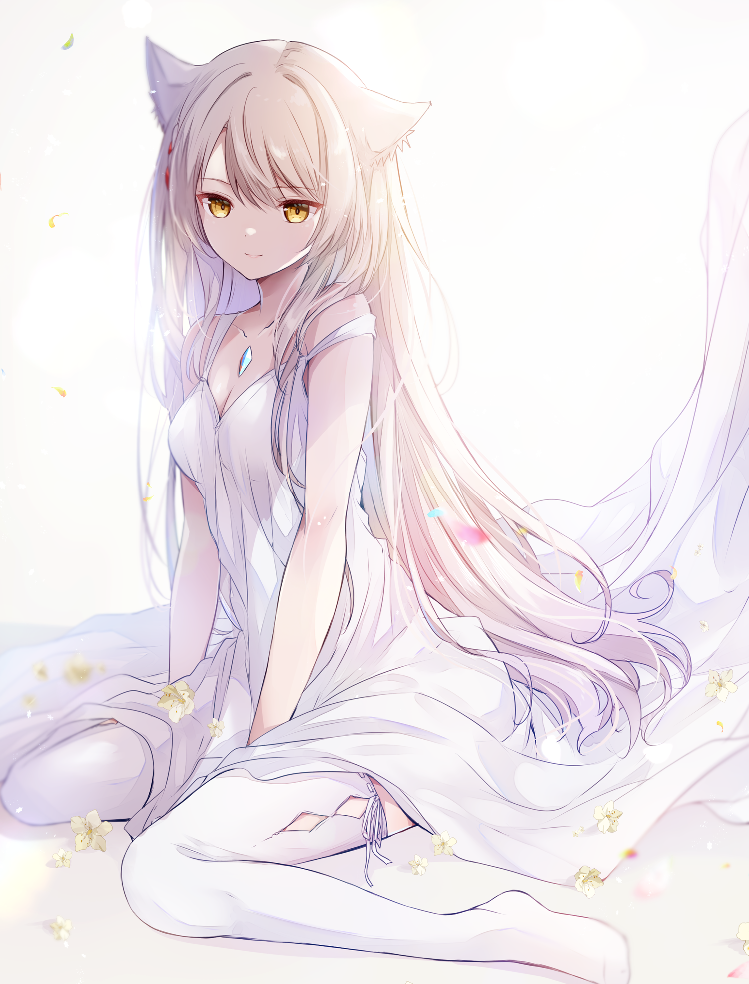 animal_ears dress mio_(xenoblade_3) nekomimi thighhighs ui_frara xenoblade_(series) xenoblade_3
