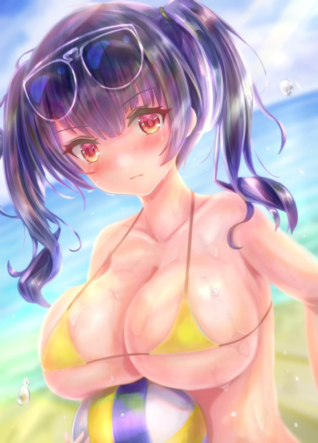 azur_lane bikini_top megane pola_(azur_lane) swimsuits wet zusshii_(libertasgenesis)