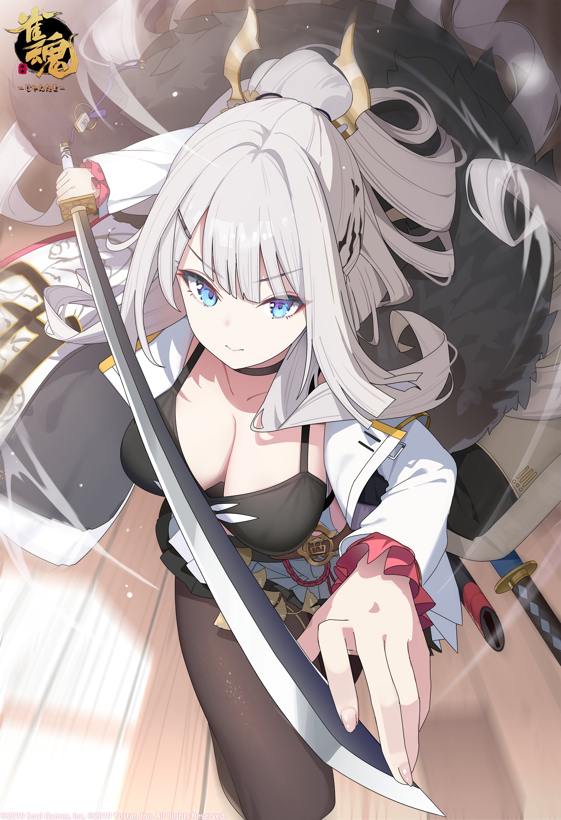 majsoul no_bra pantyhose saionji_kazuha shimanun sword