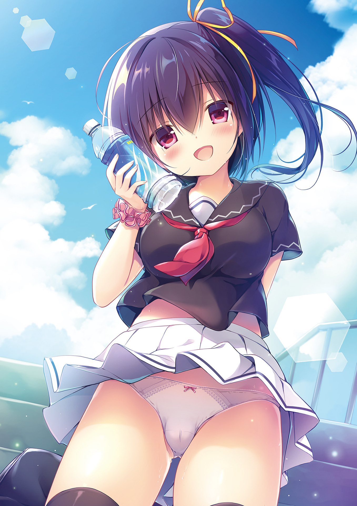 black_lemon-chan canvas+garden melonbooks miyasaka_naco pantsu seifuku skirt_lift thighhighs wet