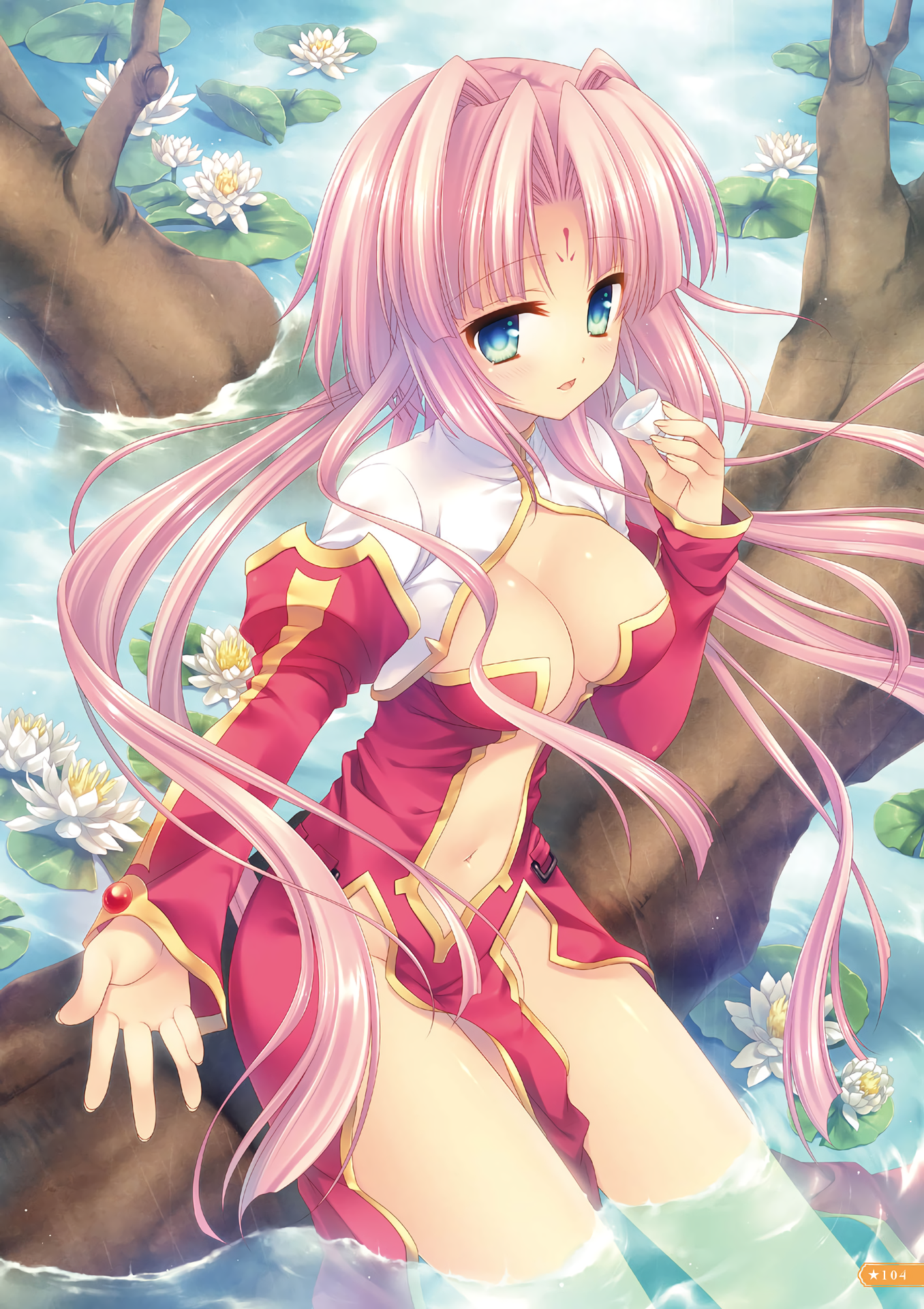 cleavage digital_version koihime_musou no_bra nopan possible_duplicate sonken tatekawa_mako tattoo wet