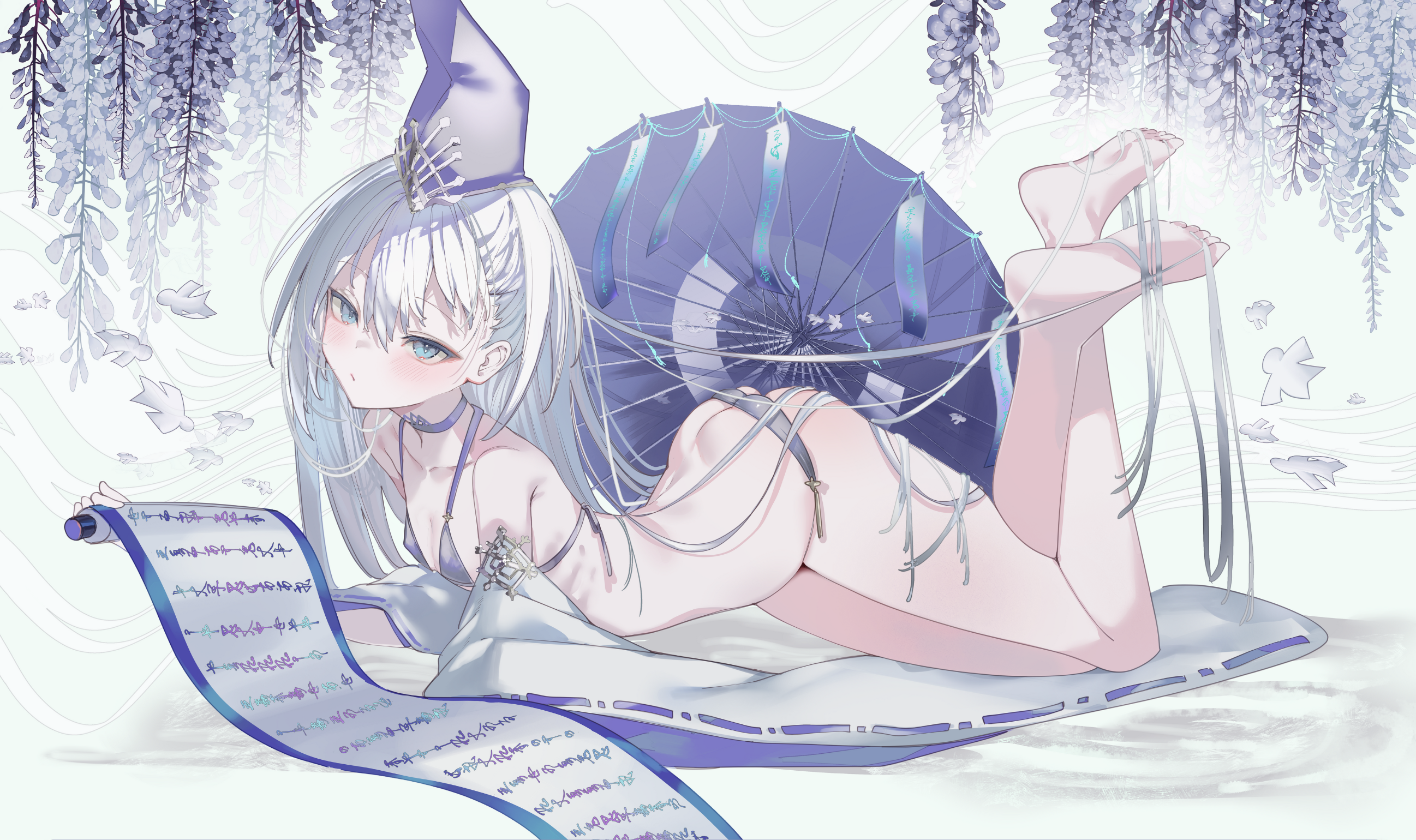 1-gou_(111touban) ass bikini cropped japanese_clothes kuon_(shadowverse) loli shadowverse swimsuits