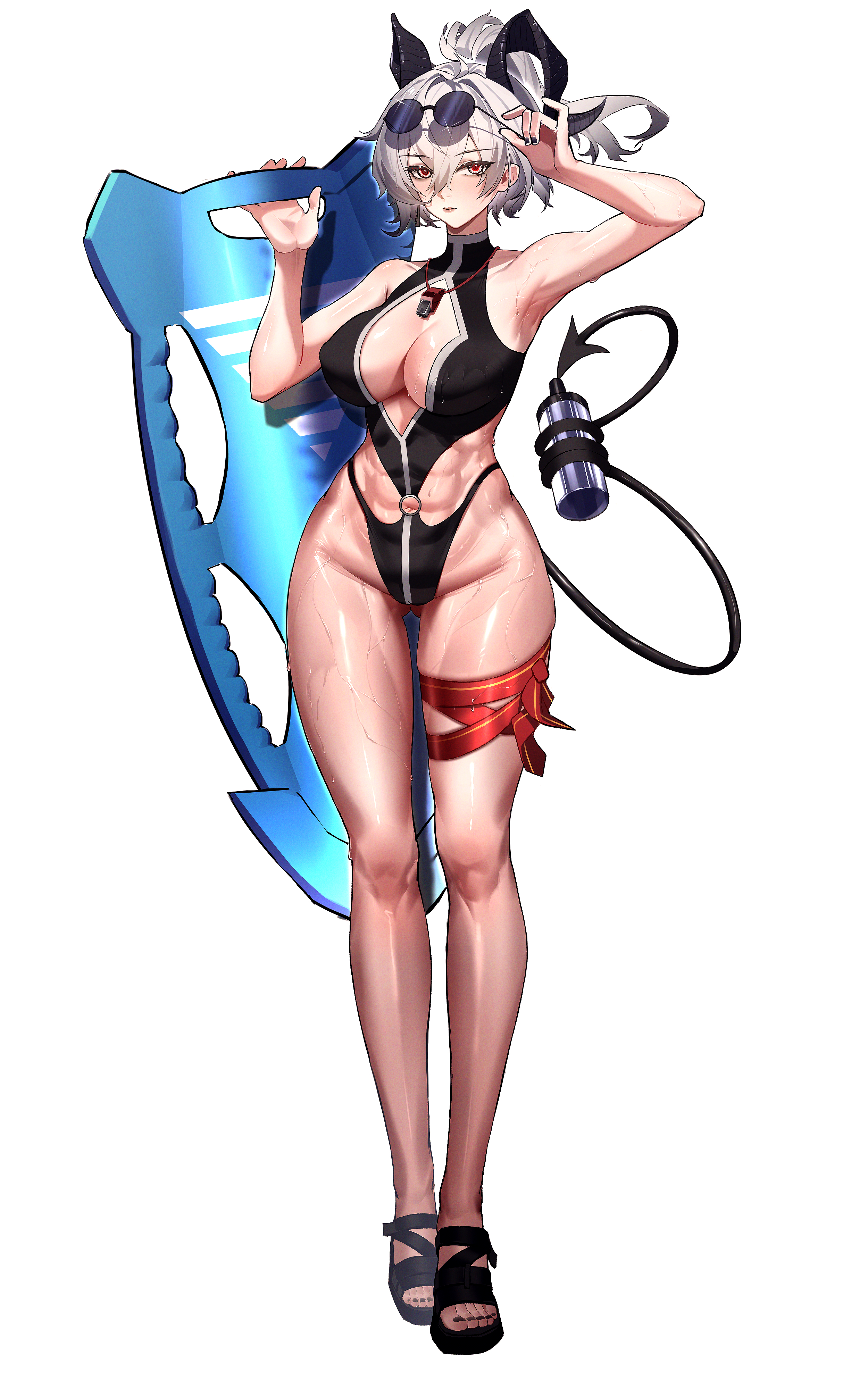 garter horns mahcl_(mhcl3466) megane swimsuits tail wuthering_waves zani