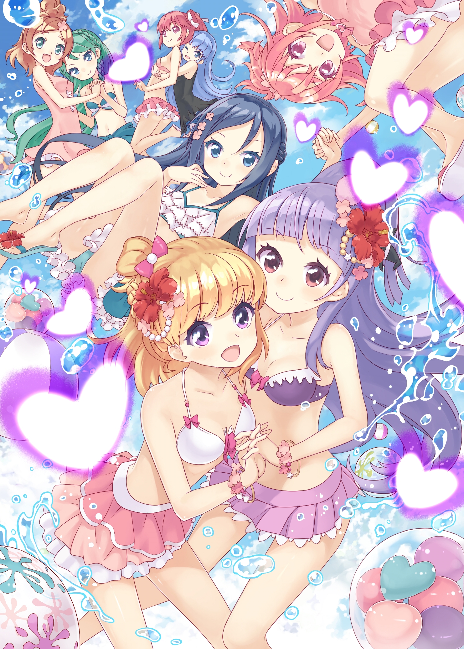 aida_mana aino_megumi asahina_mirai bikini buntan cleavage dokidoki!_precure go!_princess_pretty_cure happiness_charge_precure! haruno_haruka hishikawa_rikka izayoi_riko kaidou_minami mahou_girls_precure! pretty_cure shirayuki_hime_(precure) swimsuits