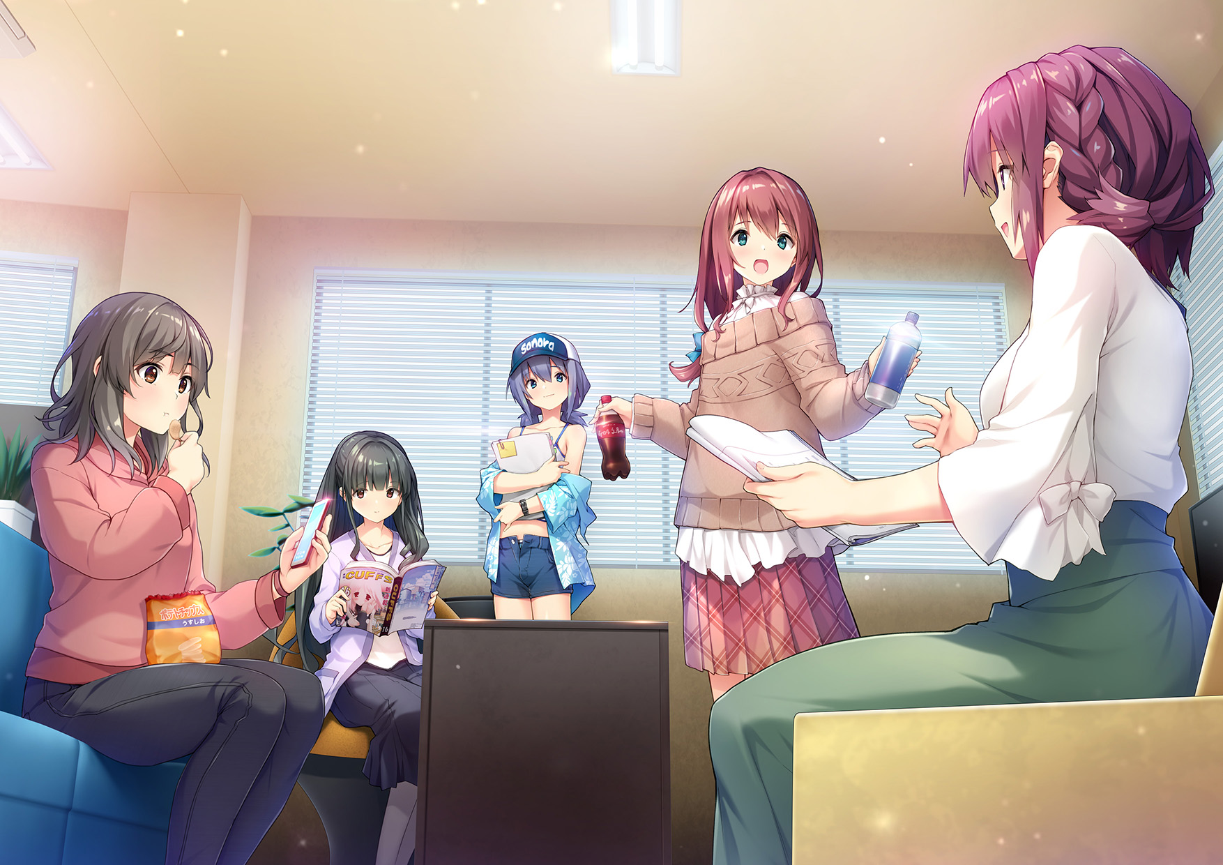 miyamura_karin miyamura_miku sakakibara_ai sawayaka_samehada shiiba_sayaka sonora suzumoto_chisa sweater uchi_wa_mou_enki_dekinai. unasaka
