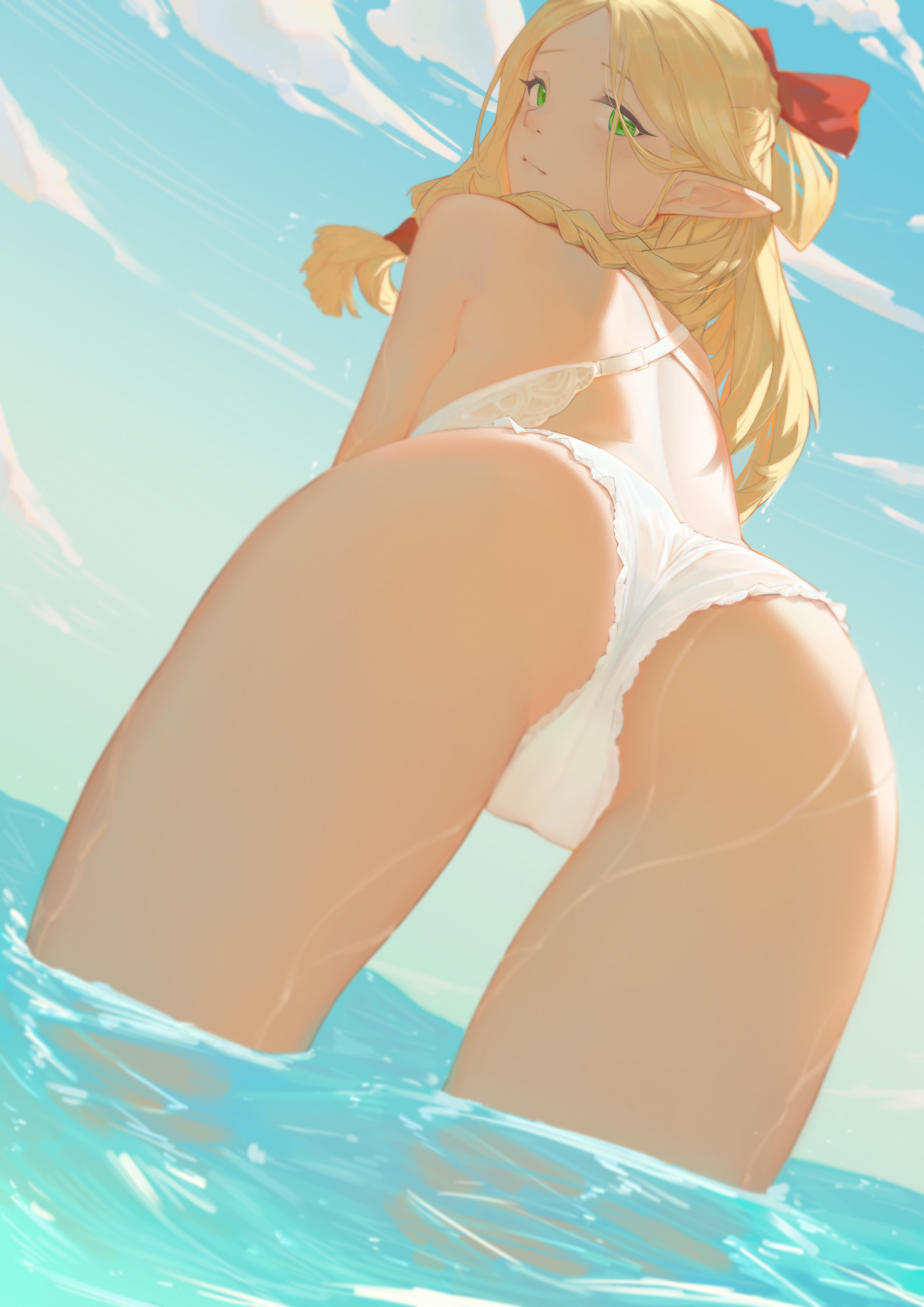 ass bra dungeon_meshi elf gravity-q marcille_donato pantsu pointy_ears wet