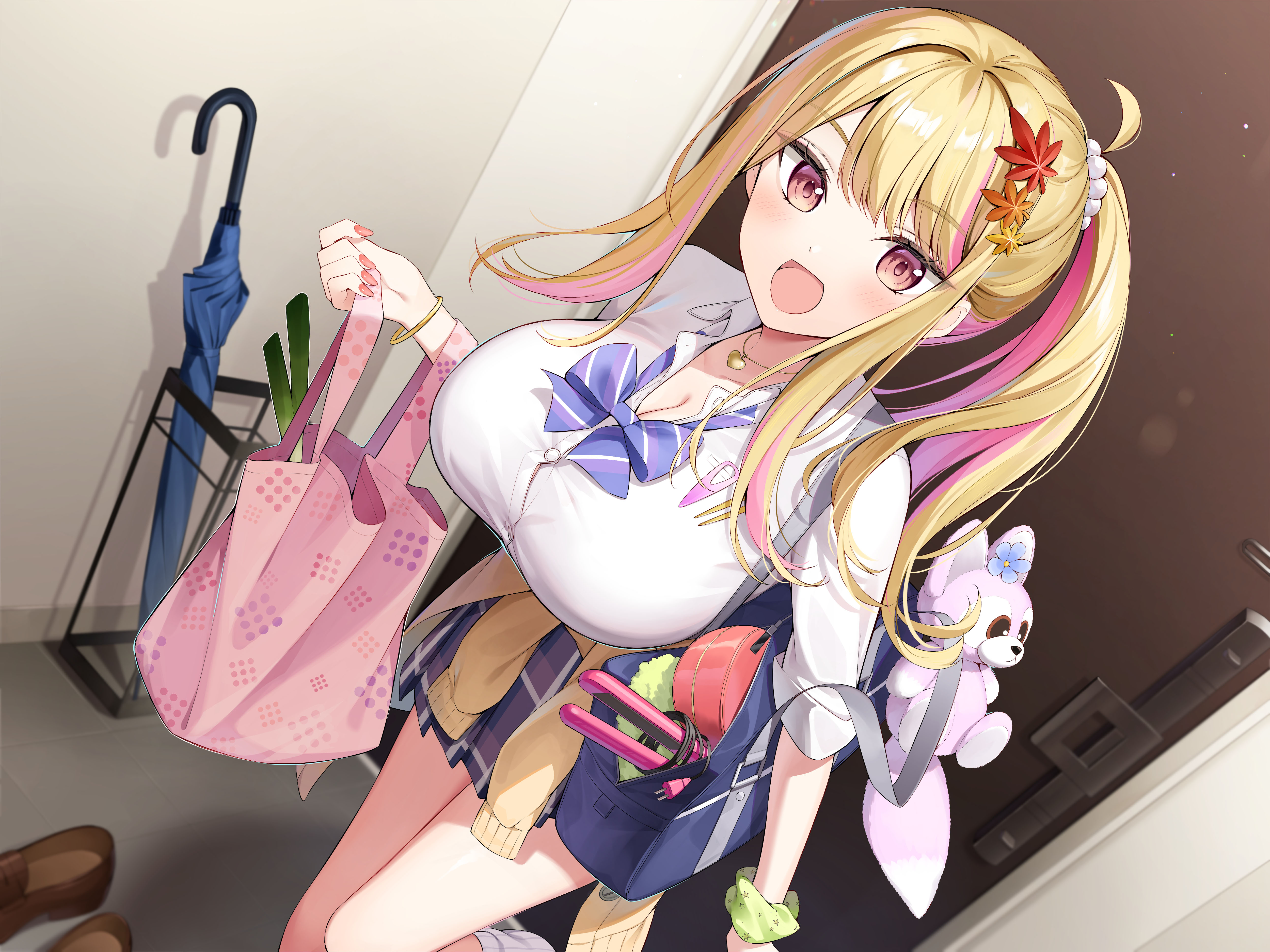 cleavage open_shirt oryou seifuku sweater