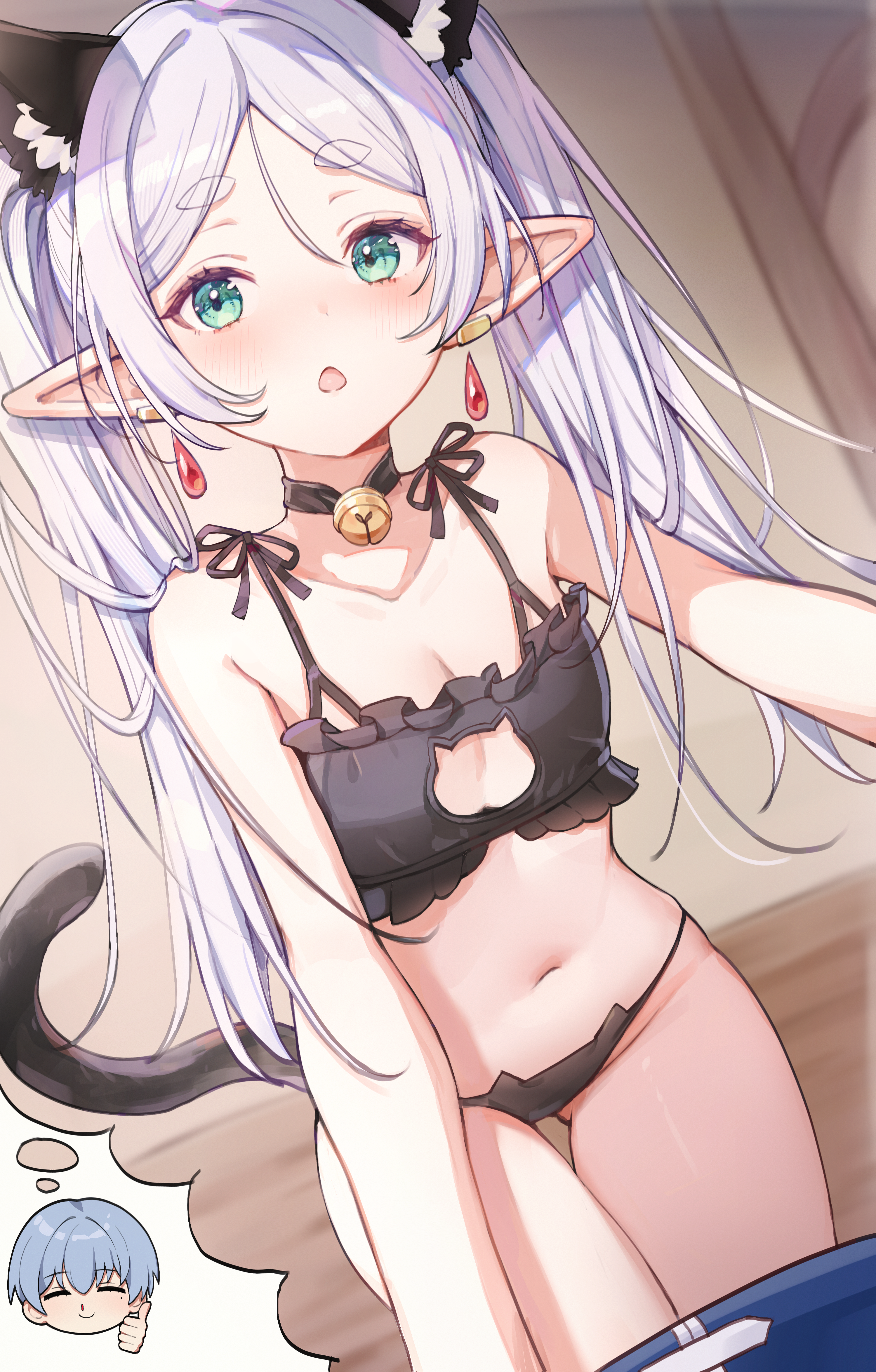 animal_ears bra elf frieren himmel misyune nekomimi pantsu pointy_ears sousou_no_frieren tail