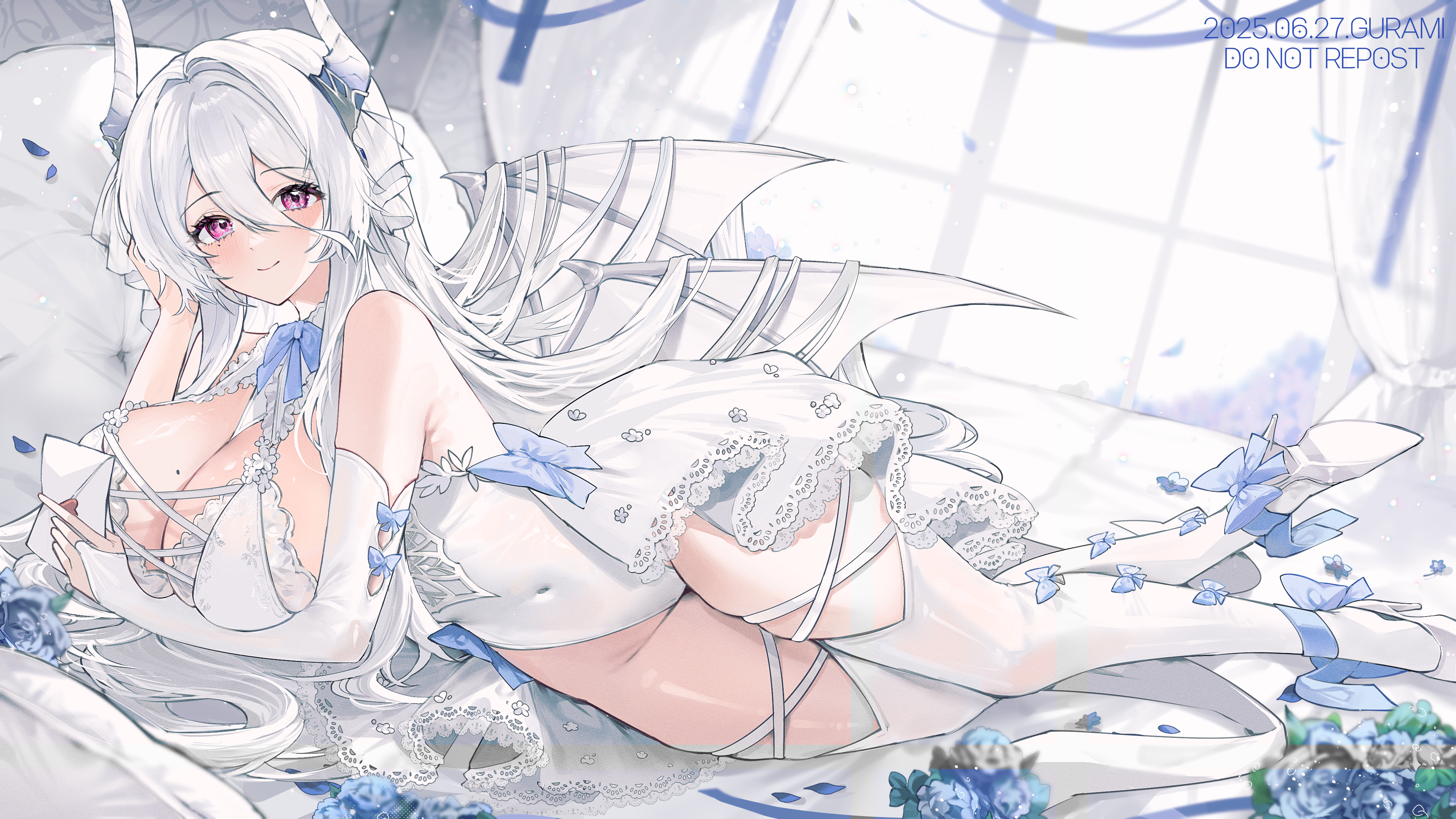 heels horns leotard mindoll no_bra see_through thighhighs