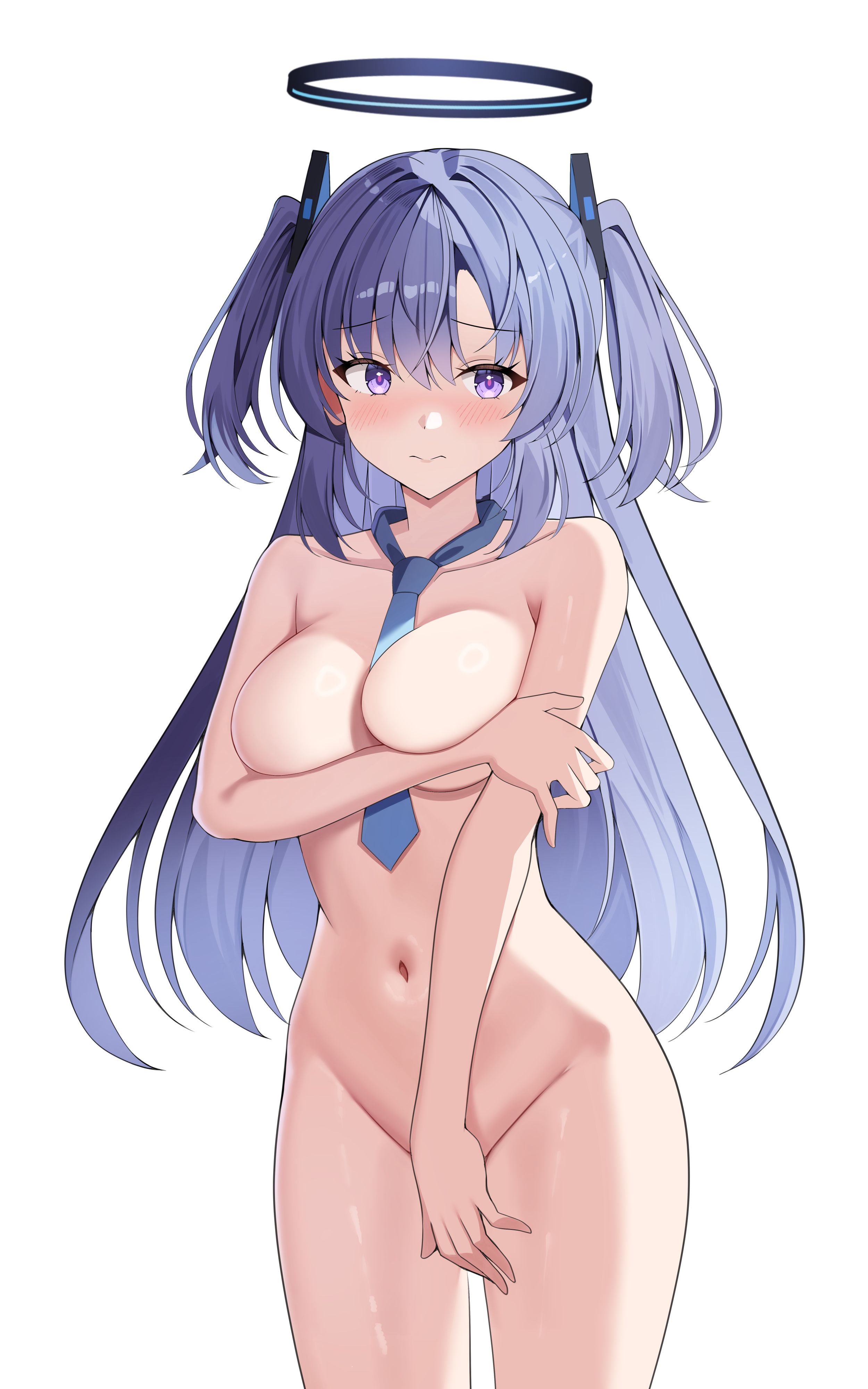 blue_archive breast_hold halo hayase_yuuka naked sob_(submar1089)
