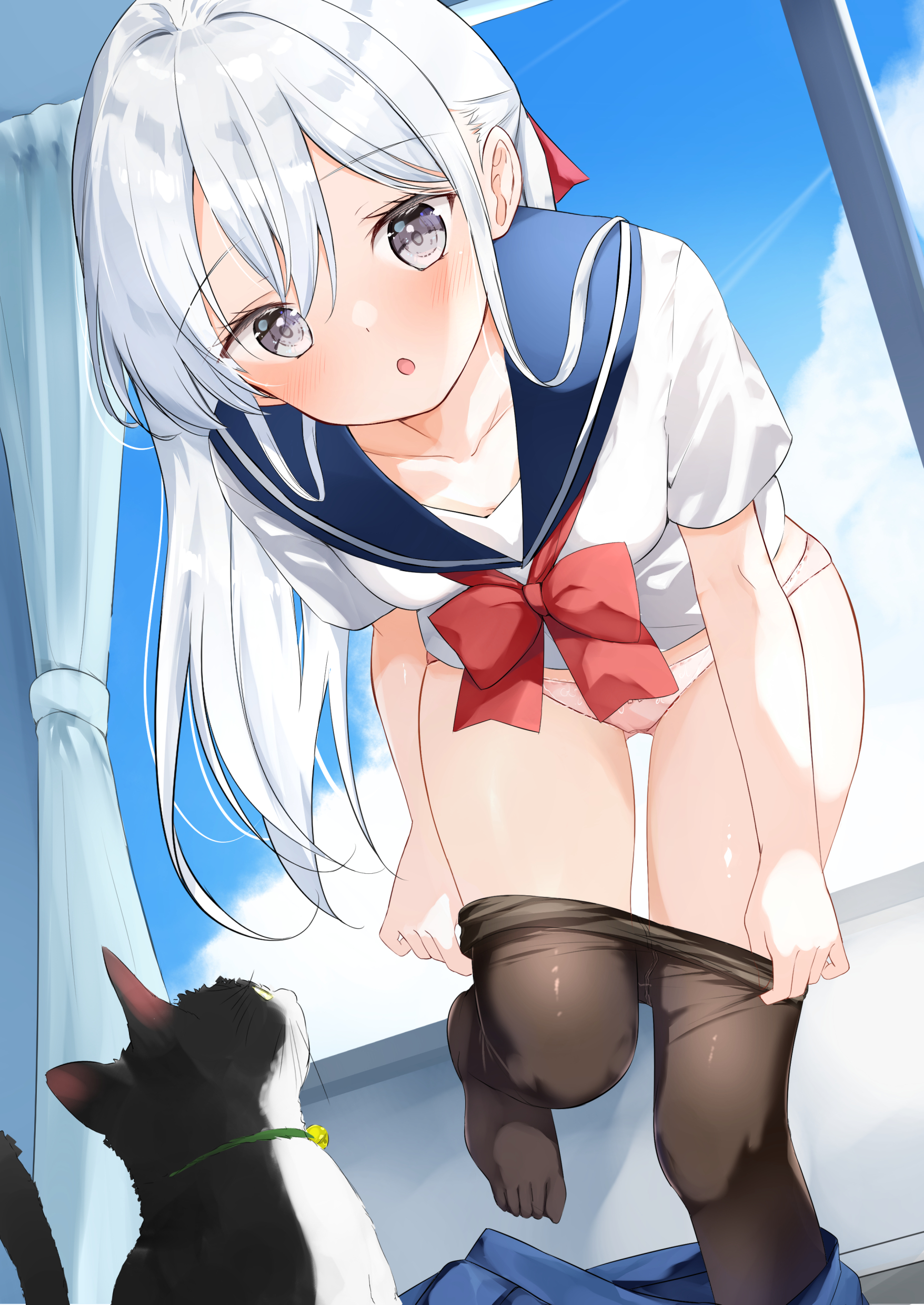 hamaken. loli neko pantsu pantyhose see_through seifuku undressing