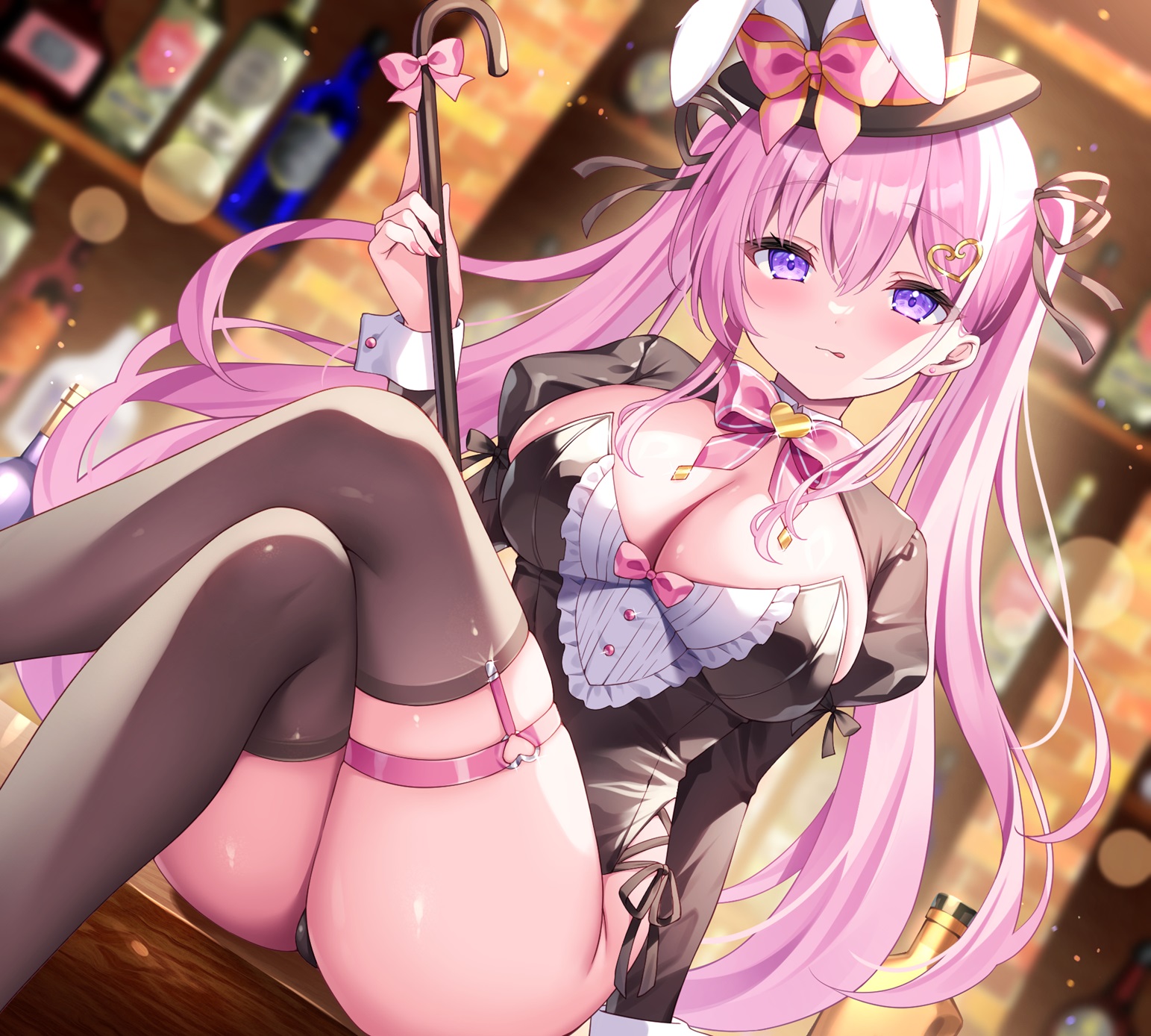 animal_ears bunny_ears bunny_girl garter no_bra siooooono stockings thighhighs