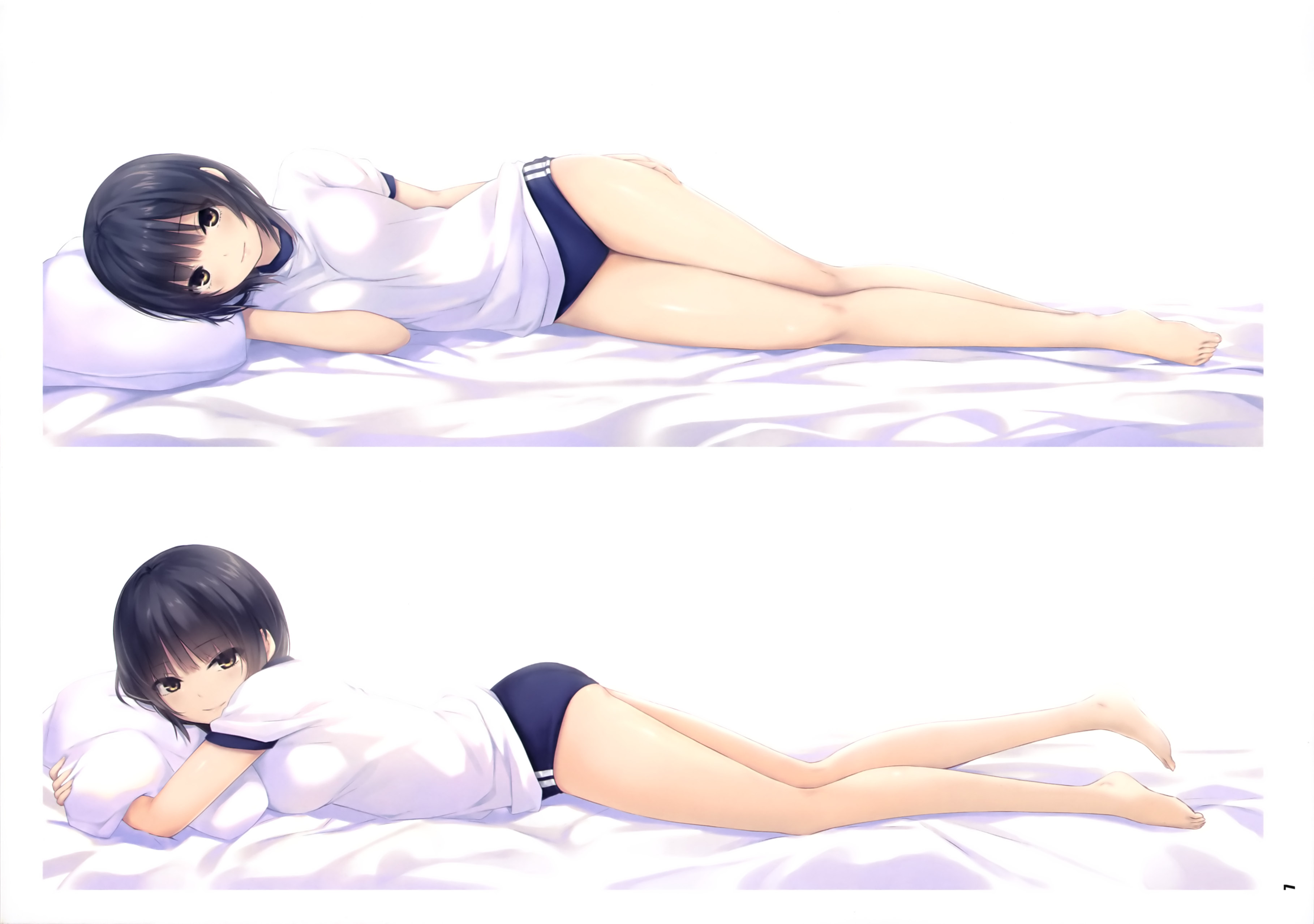 aoyama_sumika breast_hold buruma coffee-kizoku dakimakura gym_uniform