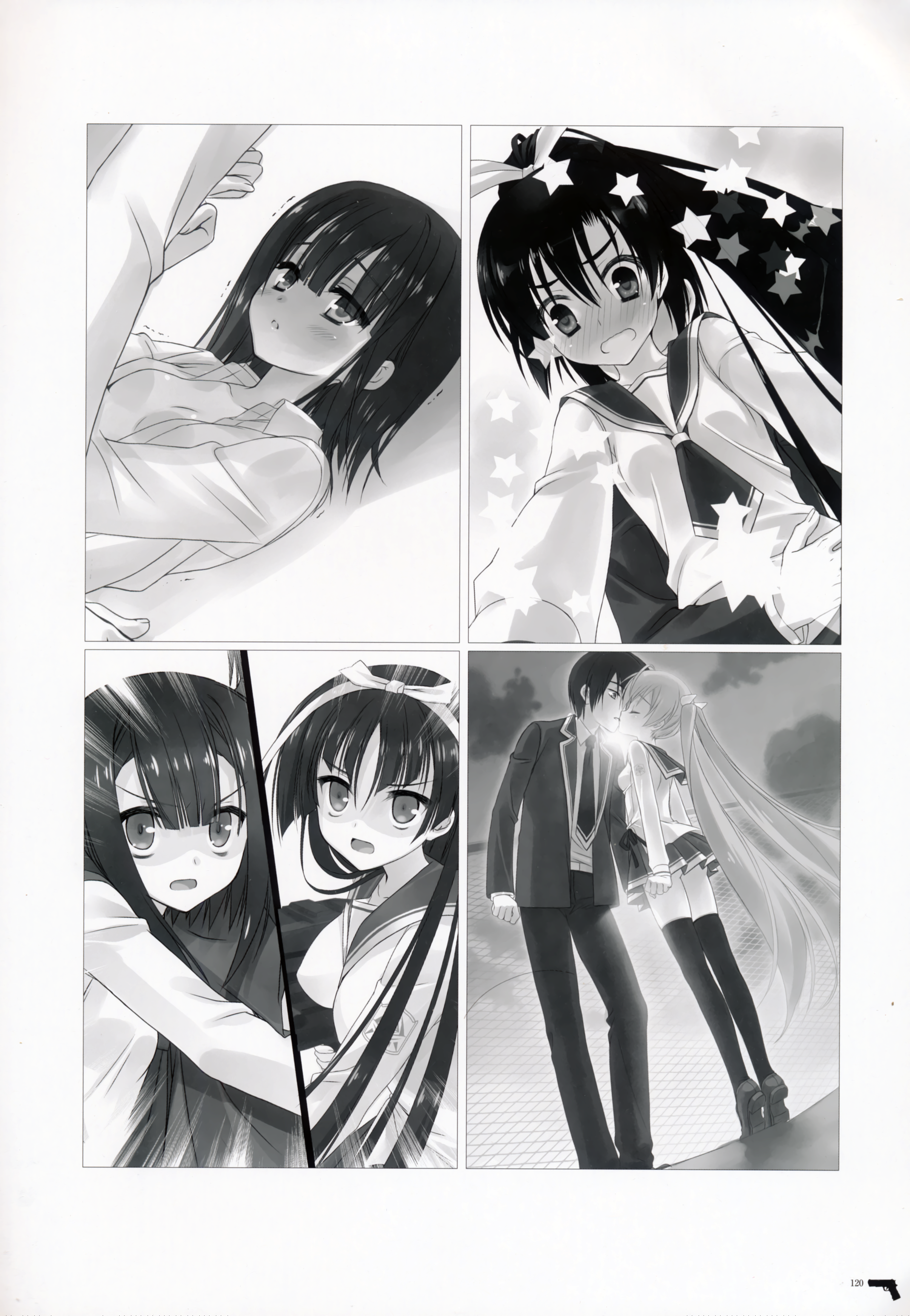 fuuma_hina hidan_no_aria hotogi_shirayuki kanzaki_h._aria kobuichi monochrome seifuku tooyama_kaname tooyama_kinji