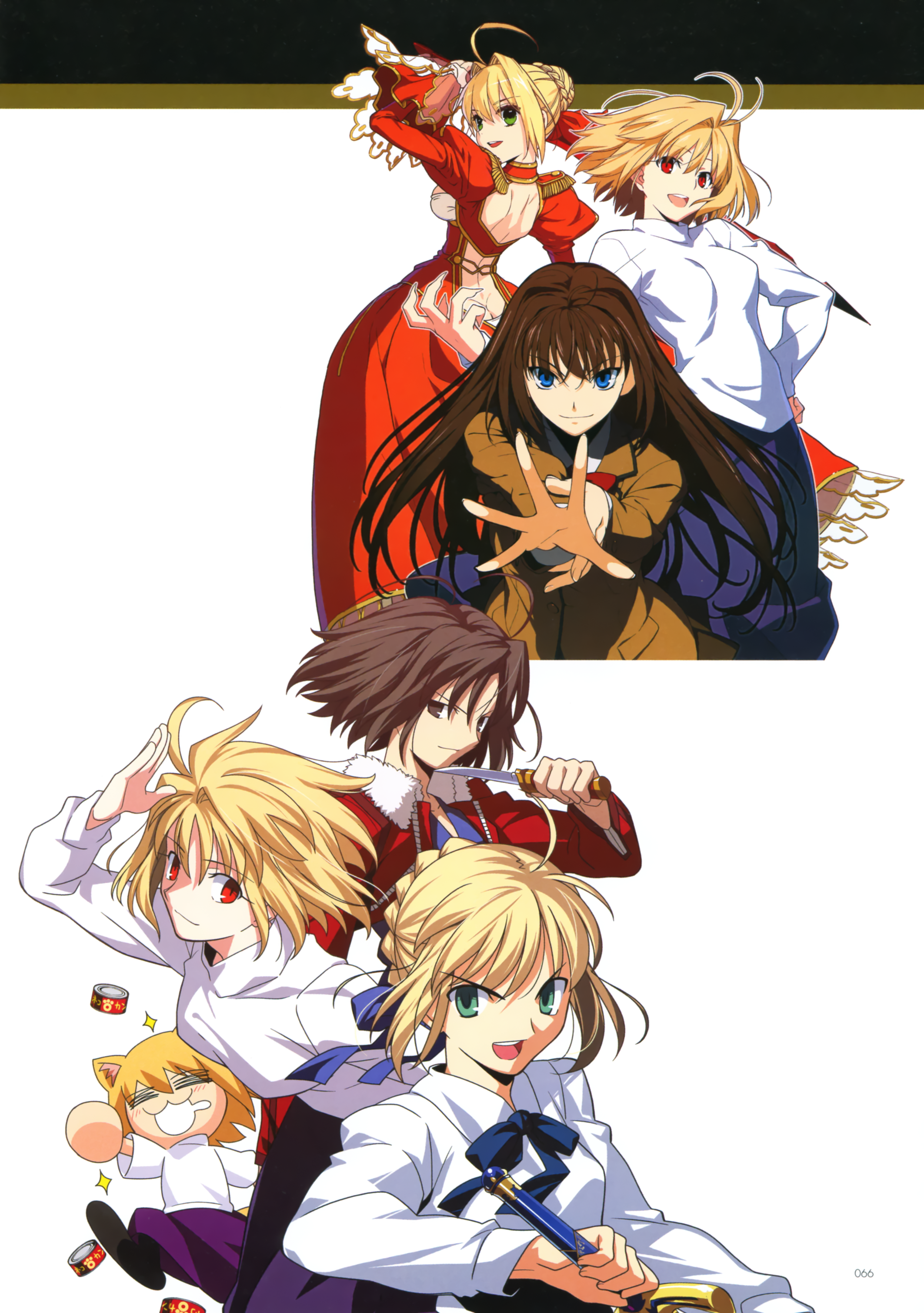 aozaki_aoko arcueid_brunestud artoria_pendragon_(fate) carnival_phantasm fate/extra fate/stay_night kara_no_kyoukai mahou_tsukai_no_yoru neko_arc ryougi_shiki saber_extra takeuchi_takashi tsukihime type-moon wada_rco