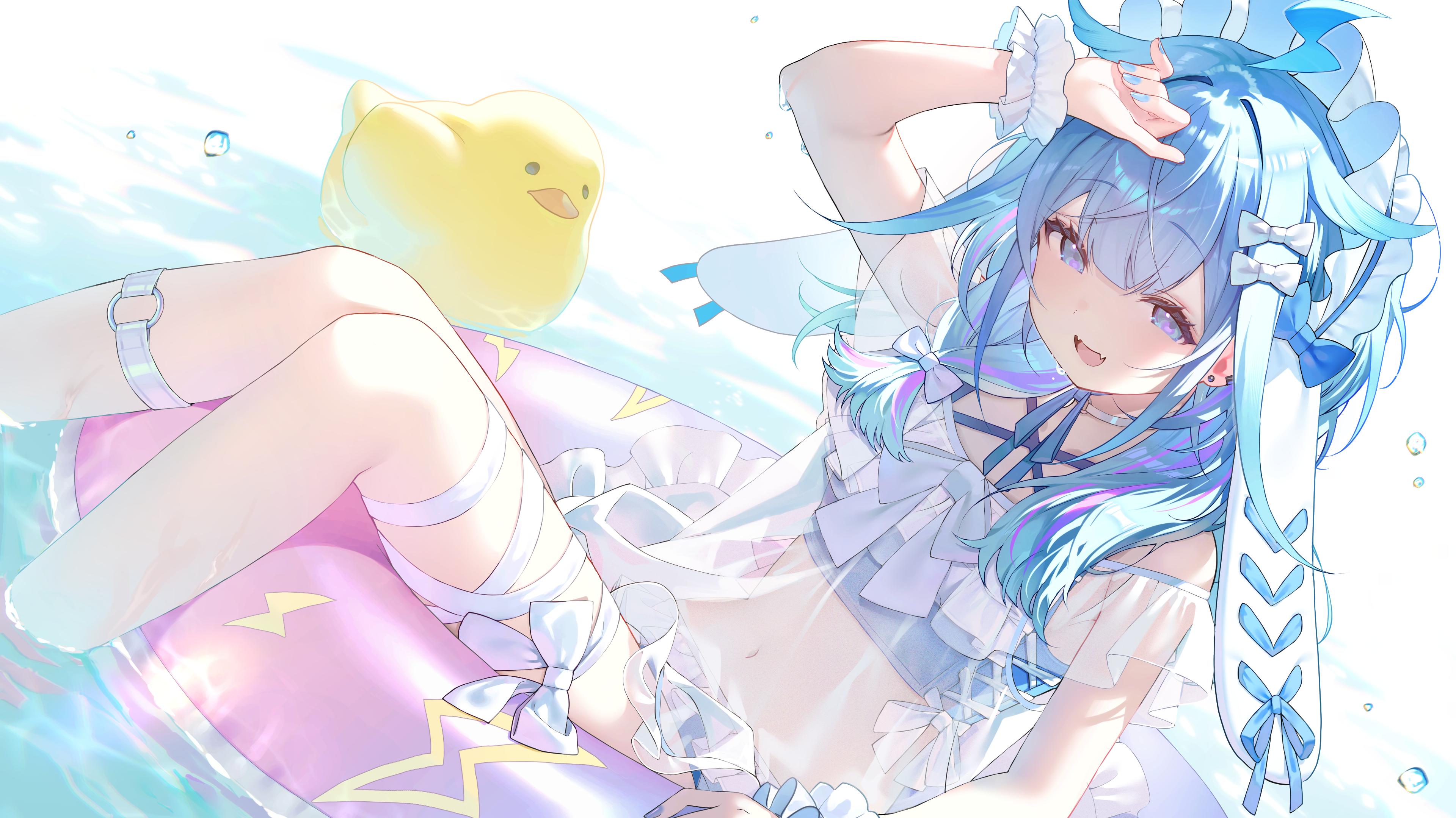 animal_ears bikini bunny_ears garter hololive hololive_dev_is lolita_fashion mizumiya_su natasha_(pommier) see_through swimsuits wallpaper wet