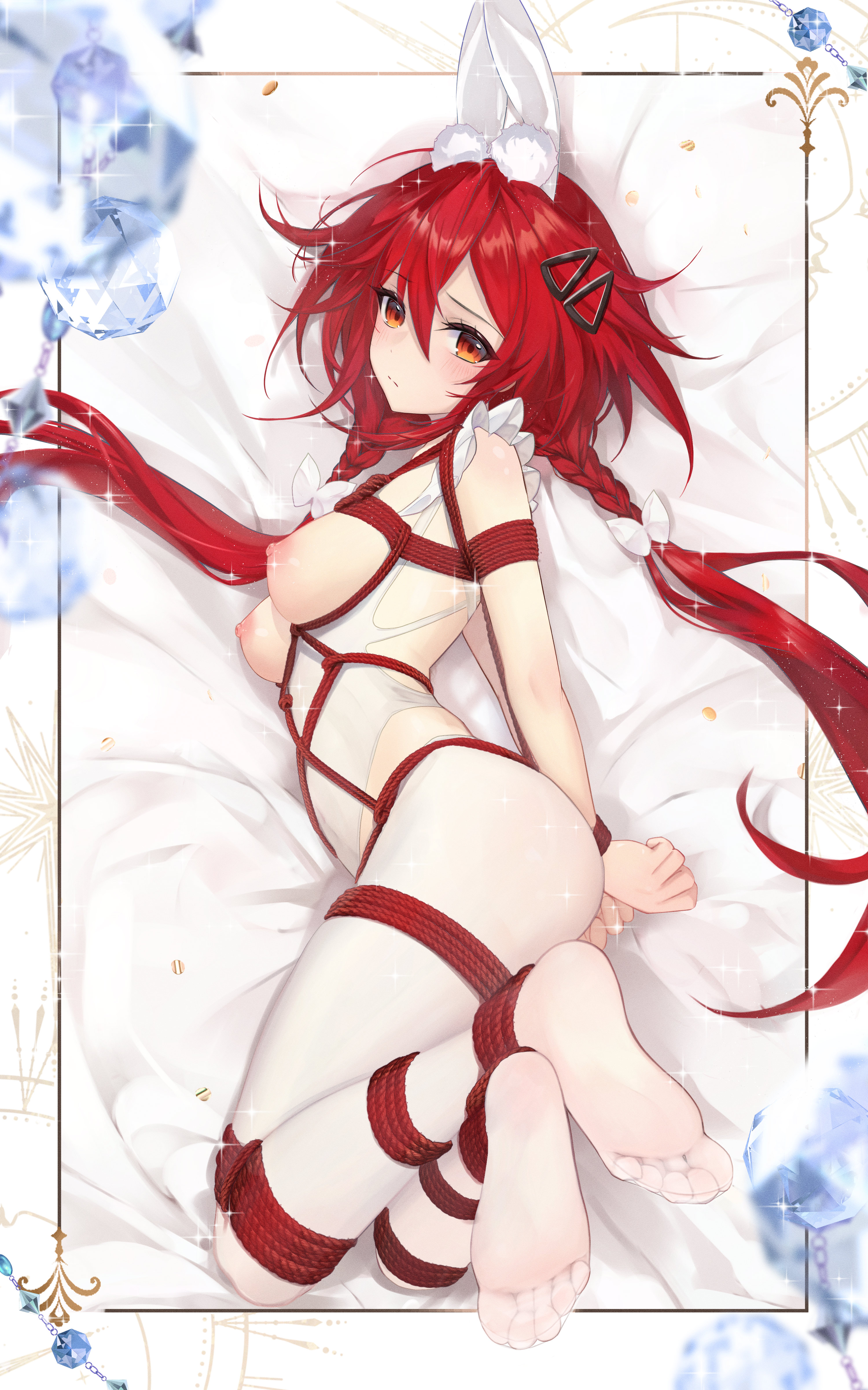 animal_ears bondage breasts bunny_ears bunny_girl choujigen_game_neptune dakimakura feet meisansan nipples no_bra pantyhose shinjigen_game_neptune_vii tennouboshi_uzume