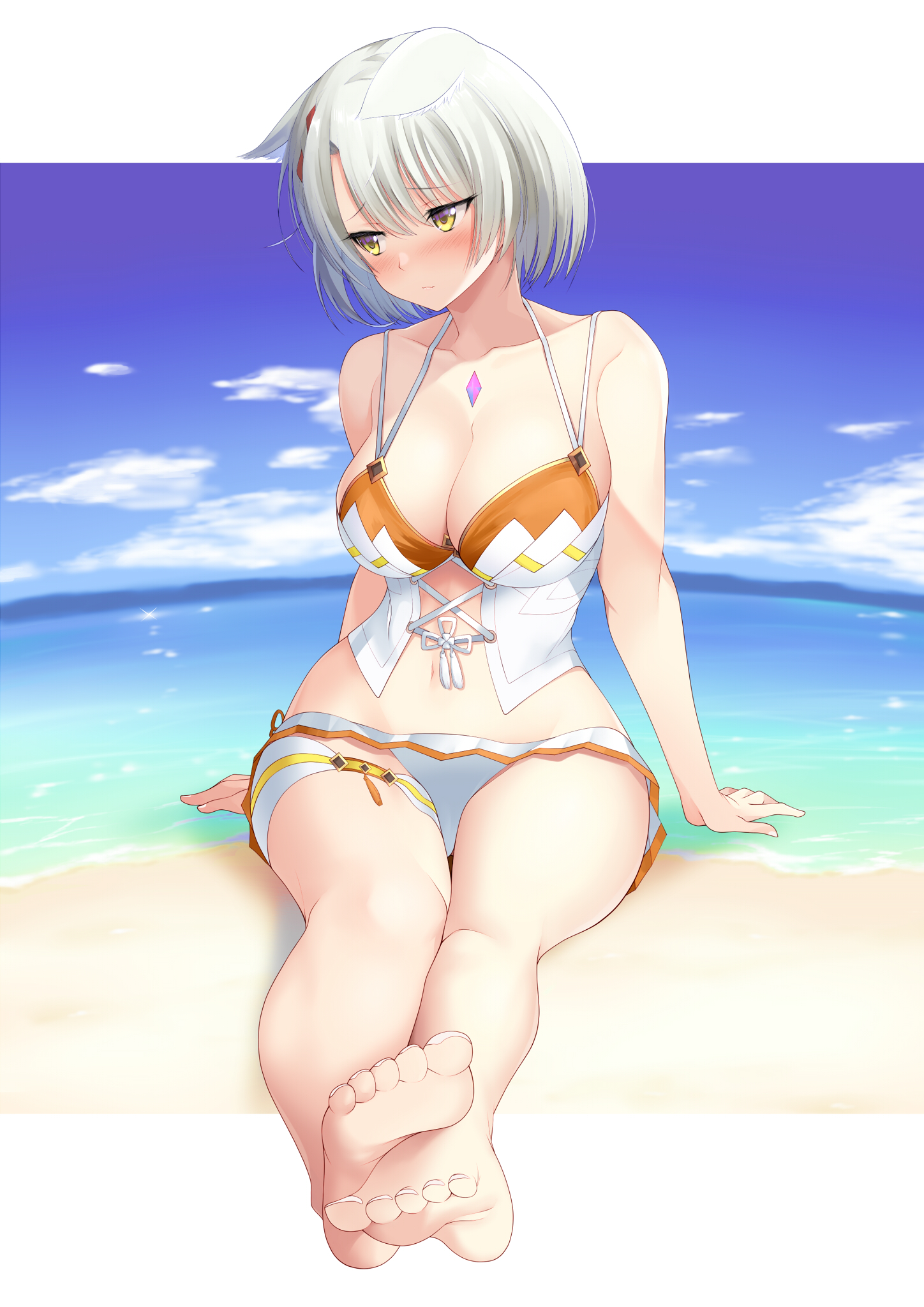 animal_ears bikini daive feet garter mio_(xenoblade_3) swimsuits xenoblade_(series) xenoblade_3