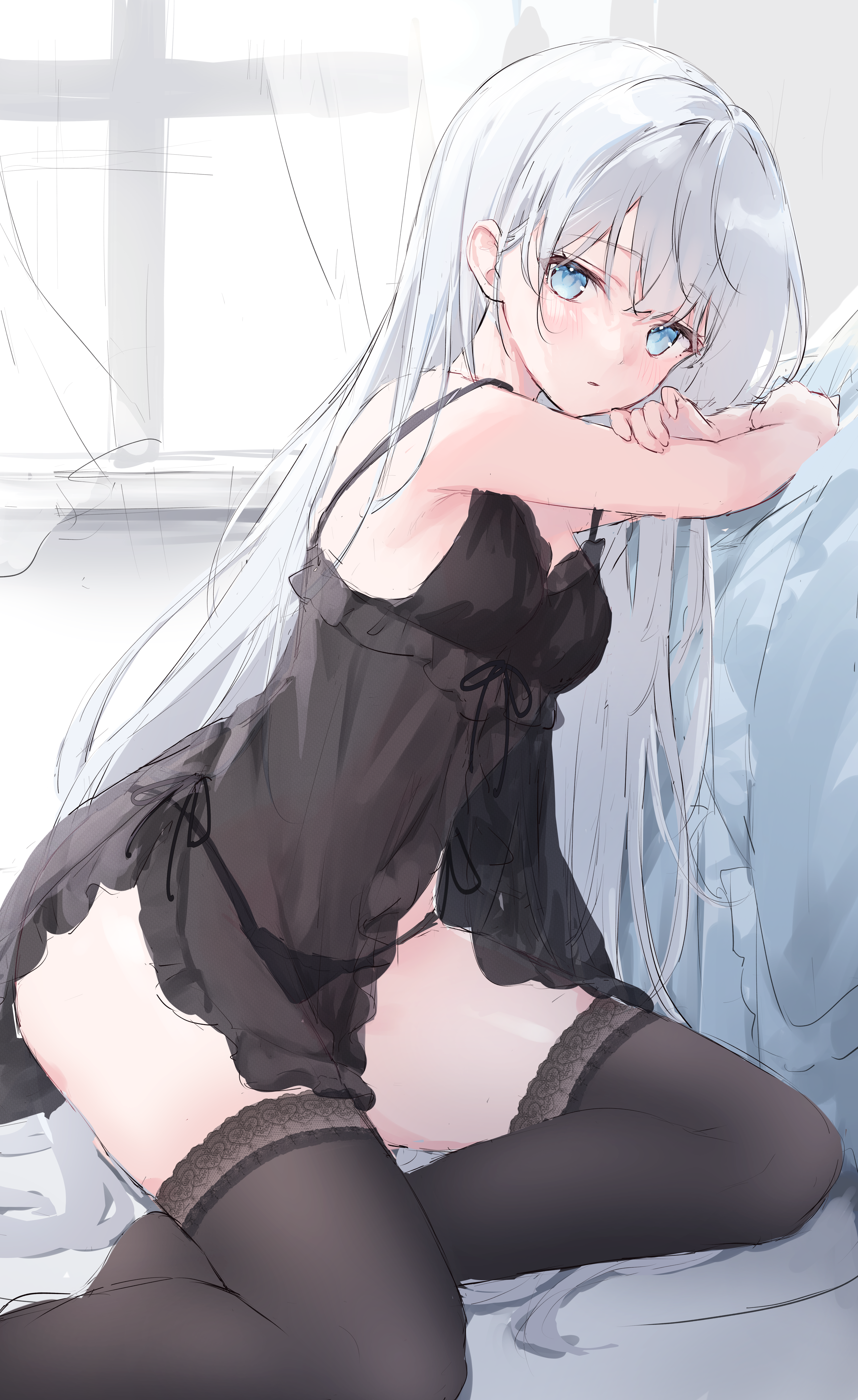 lingerie pantsu see_through shano_hiyori sketch string_panties thighhighs