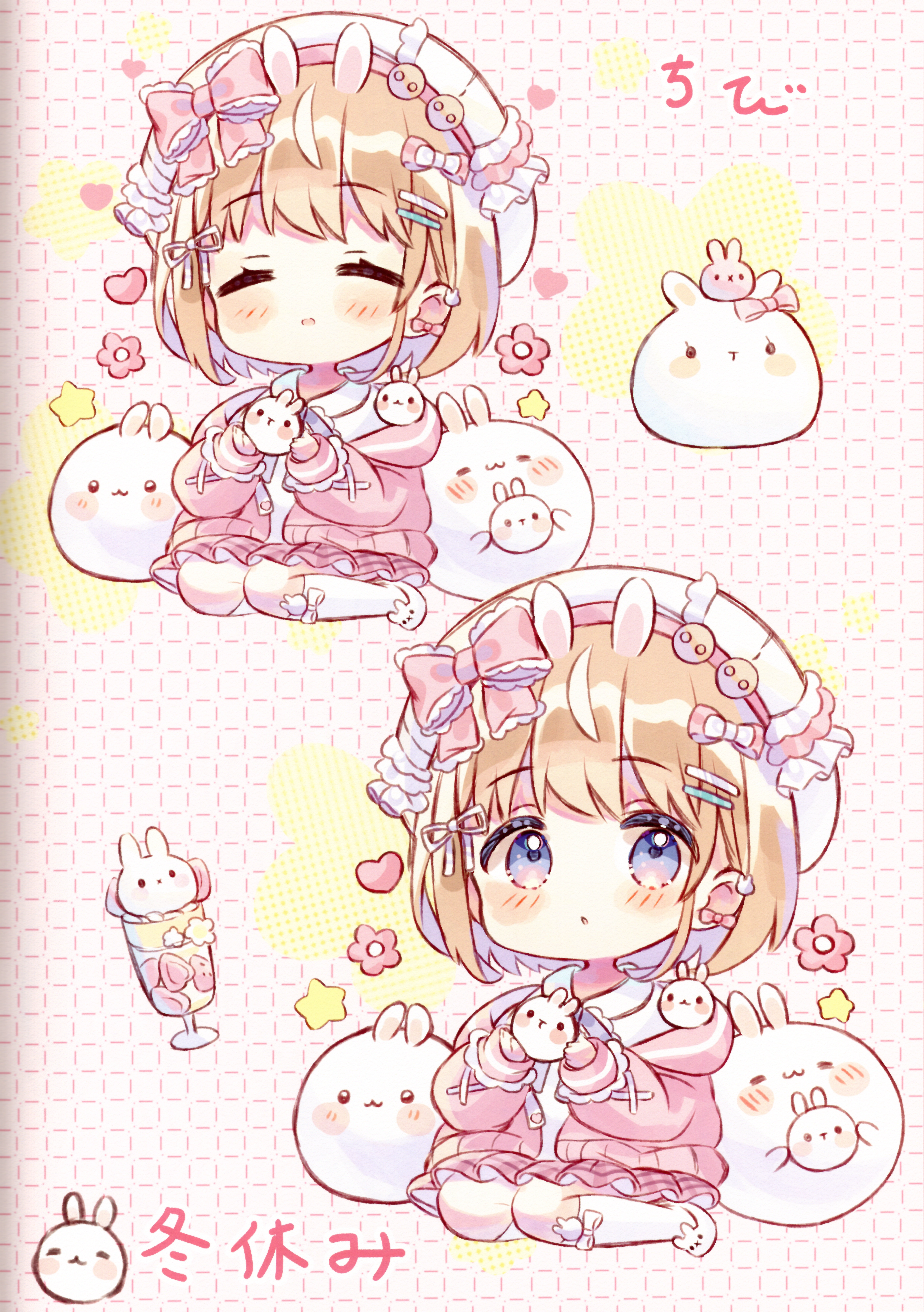 animal_ears bunny_ears chibi fruitsrabbit seifuku usapanchieri