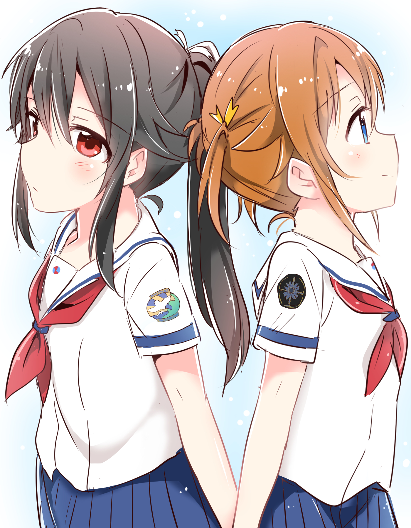 high_school_fleet misaki_akeno munetani_mashiro seifuku yasaka_shuu