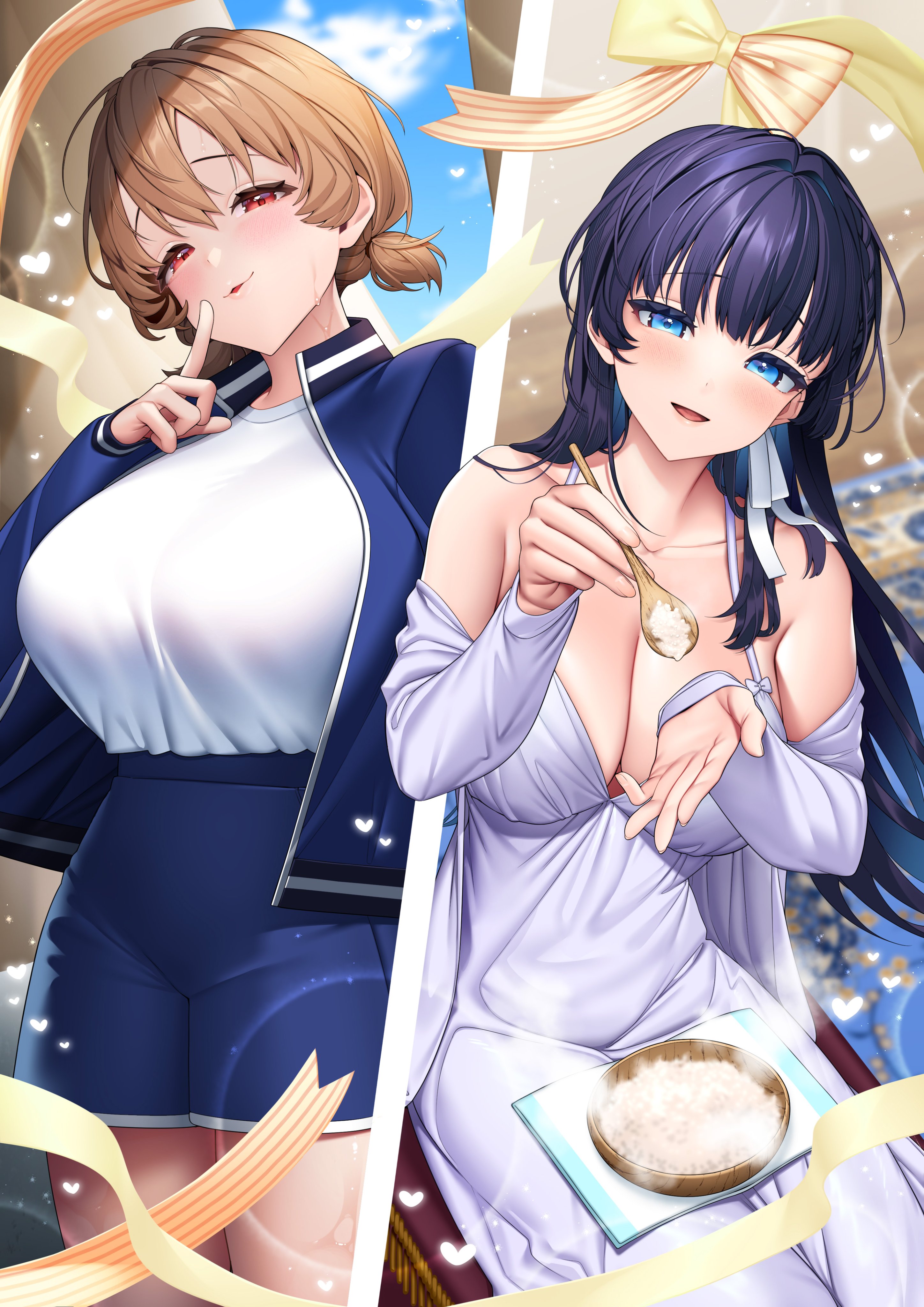 dress giuniu gym_uniform no_bra otoko_girai_na_bijin_shimai_wo_namae_mo_tsugezu_ni_tasuketara_ittai_dounaru? shinjou_aina shinjou_arisa