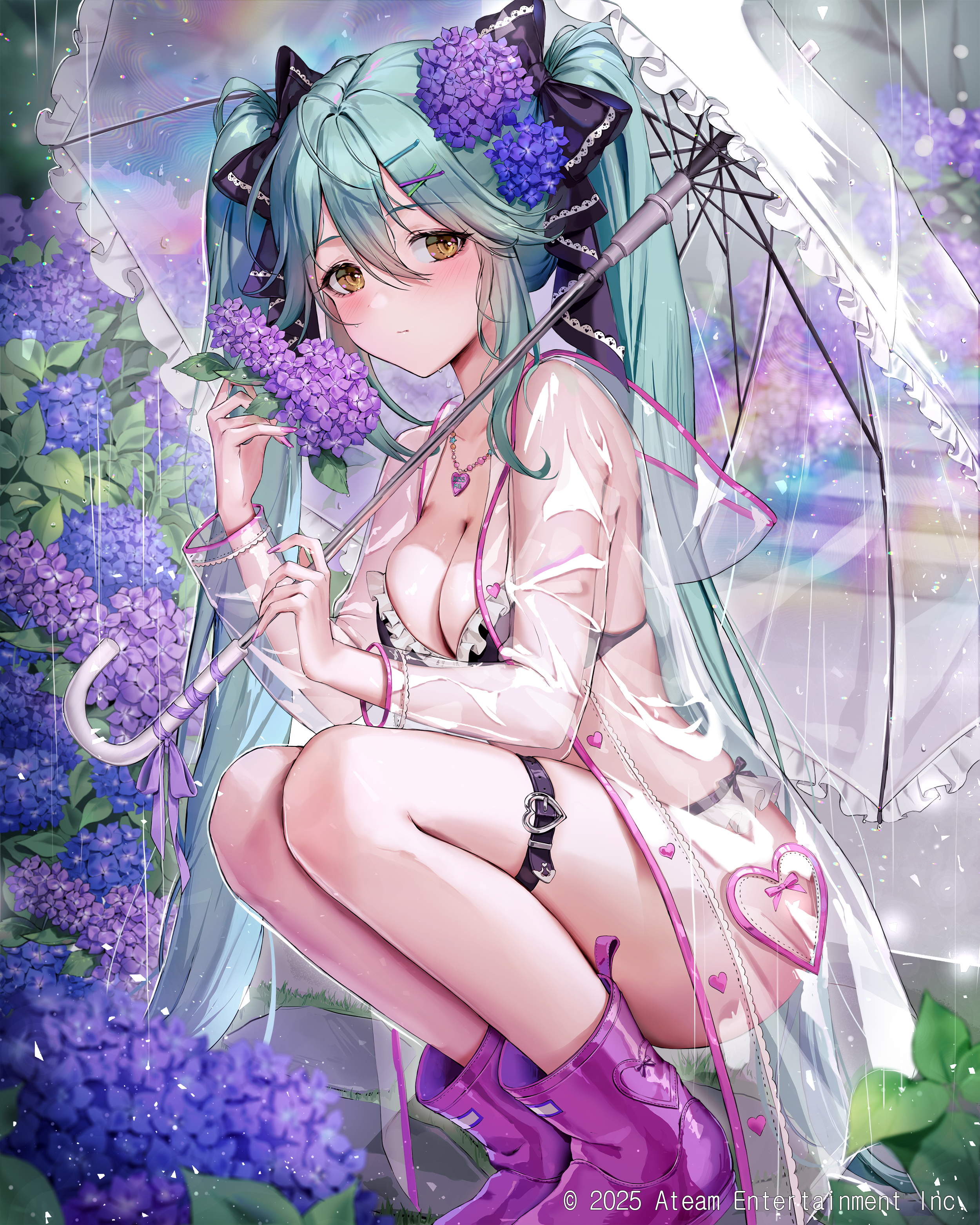 bikini garter jademoon open_shirt see_through swimsuits umbrella