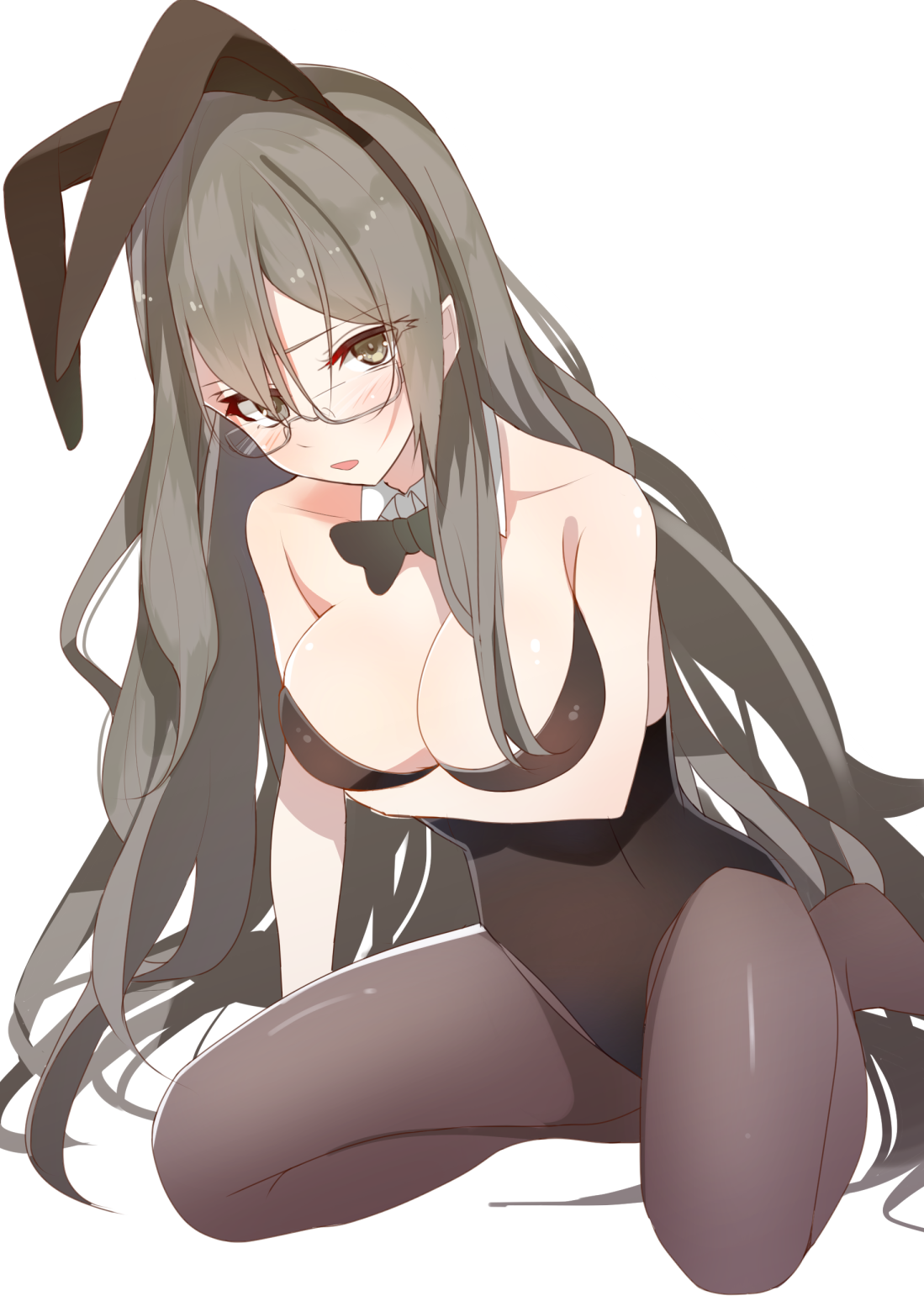 animal_ears breast_hold bunny_ears bunny_girl cleavage futaba_rio megane pantyhose seishun_buta_yarou shirousa