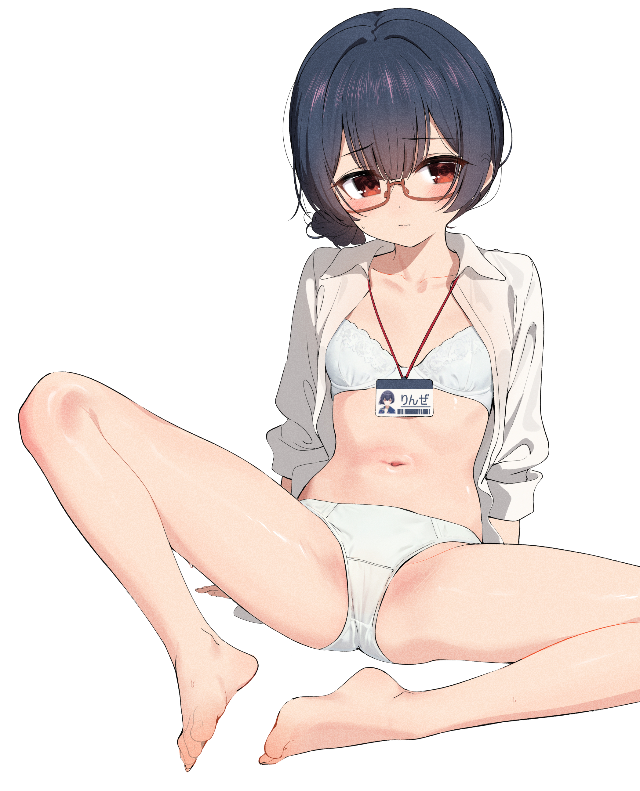 bra cameltoe dress_shirt gin00 megane morino_rinze open_shirt pantsu the_idolm@ster the_idolm@ster_shiny_colors