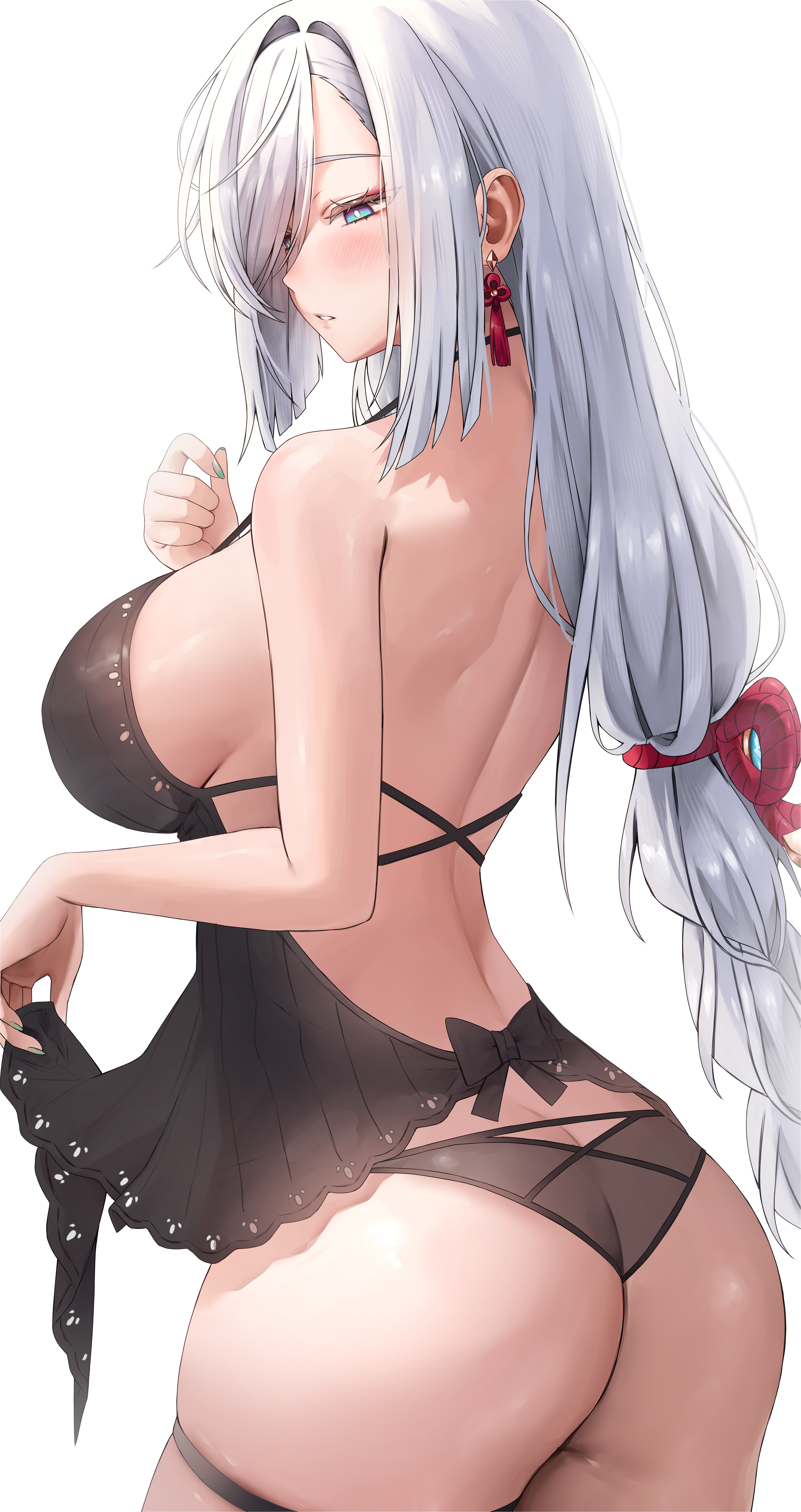 ass garter genshin_impact lingerie pantsu see_through shenhe skirt_lift thong vitaminechan