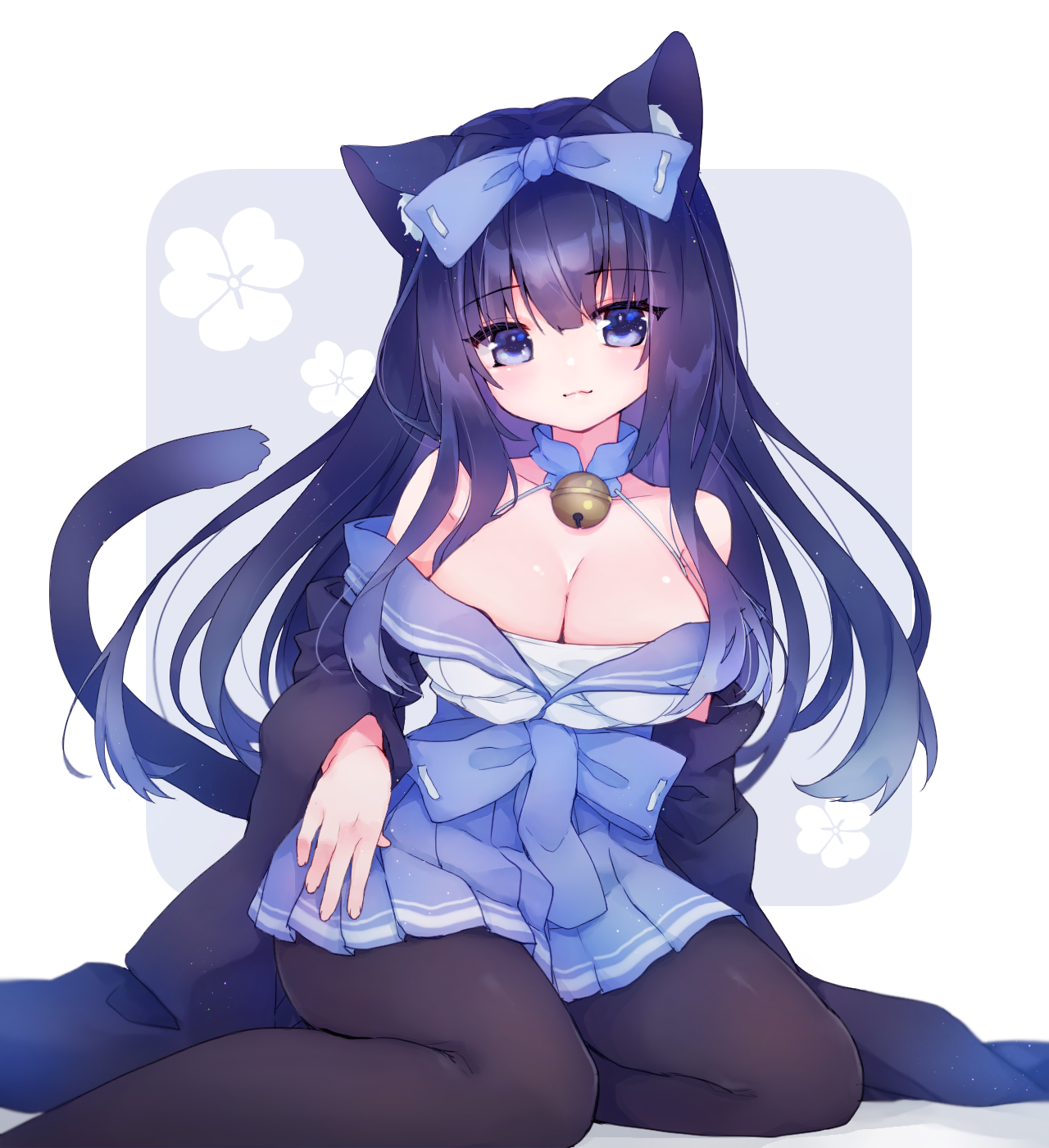 animal_ears arashio_(azur_lane) azur_lane cleavage dress nekomimi pantyhose shichijou_natori tail