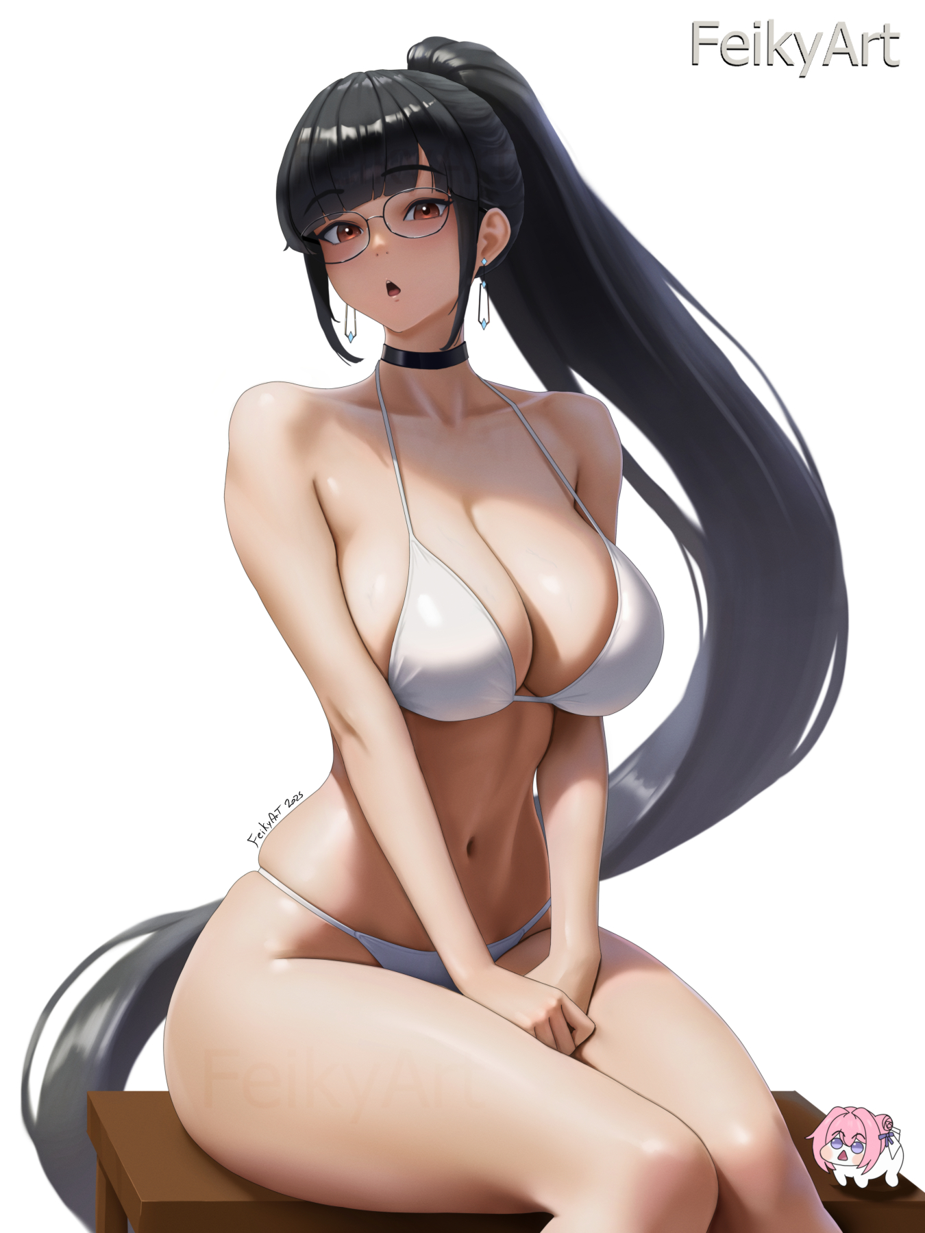 bikini chibi crossover eve_(stellar_blade) feikyart goddess_of_victory:_nikke megane stellar_blade swimsuits