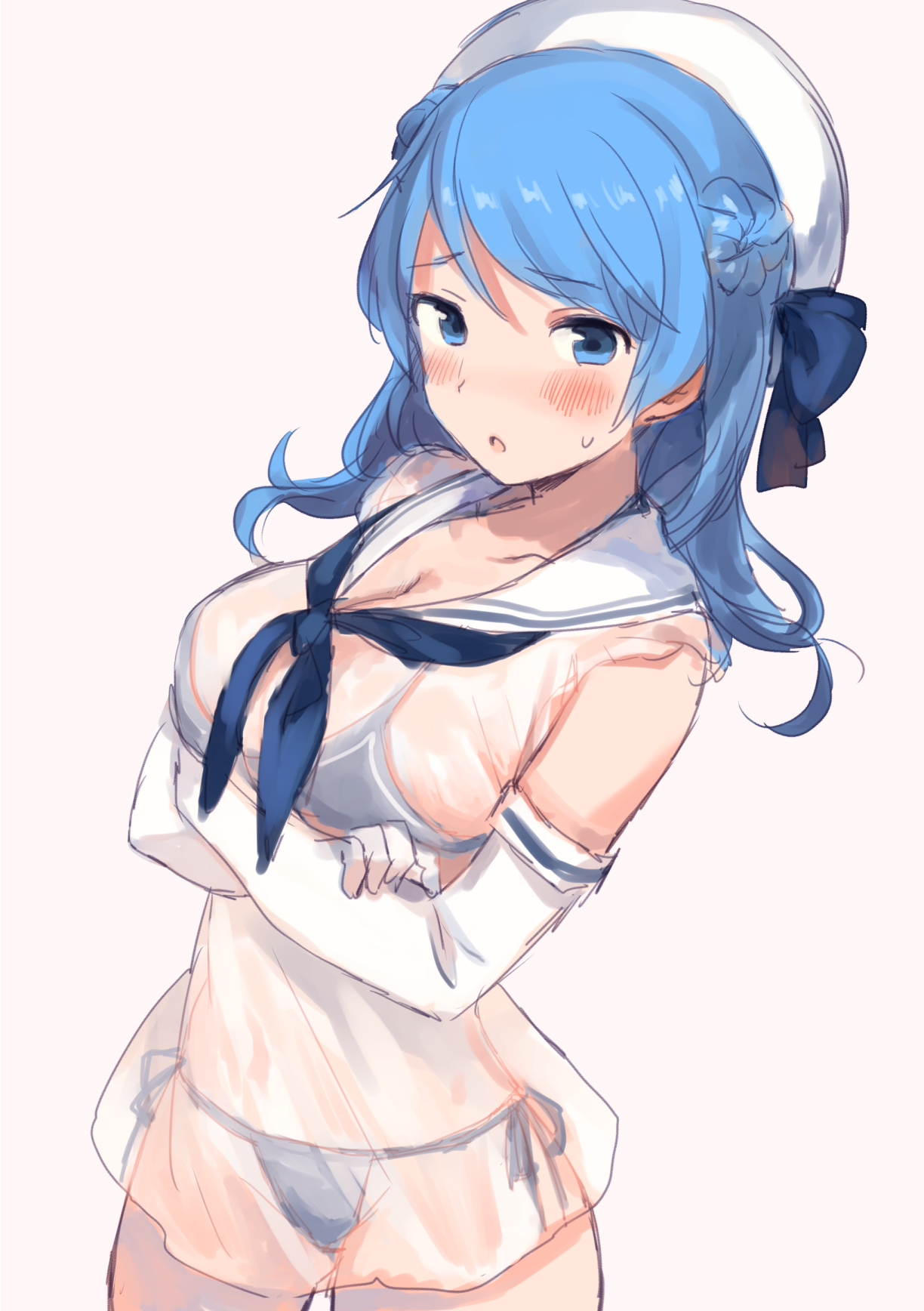 bikini kantai_collection see_through seifuku senbei swimsuits urakaze_(kancolle)