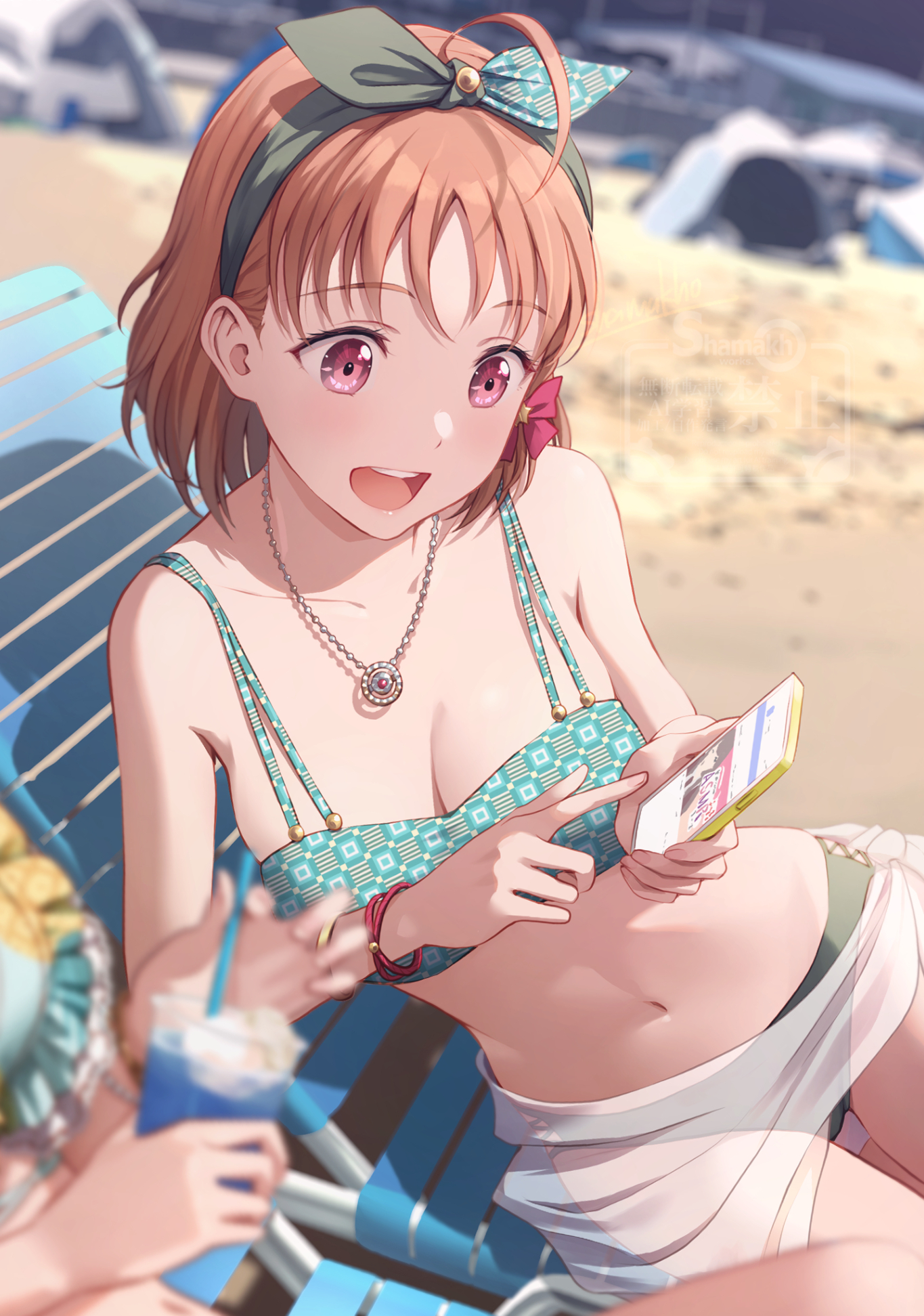 bikini love_live!_(series) love_live!_sunshine!! official_watermark see_through shamakho swimsuits takami_chika