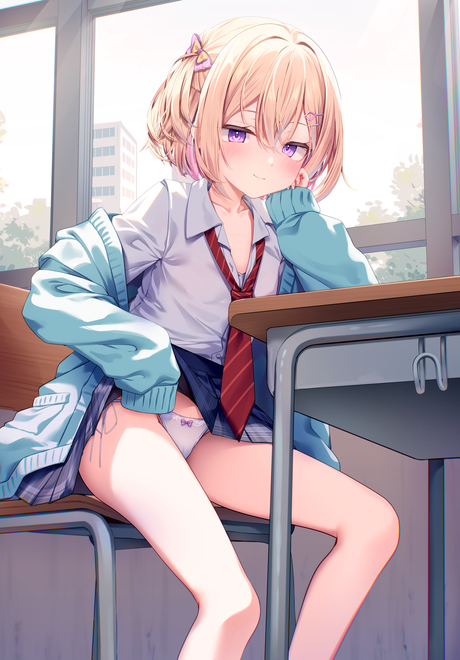 cameltoe kinokomushi loli pantsu seifuku skirt_lift string_panties sweater