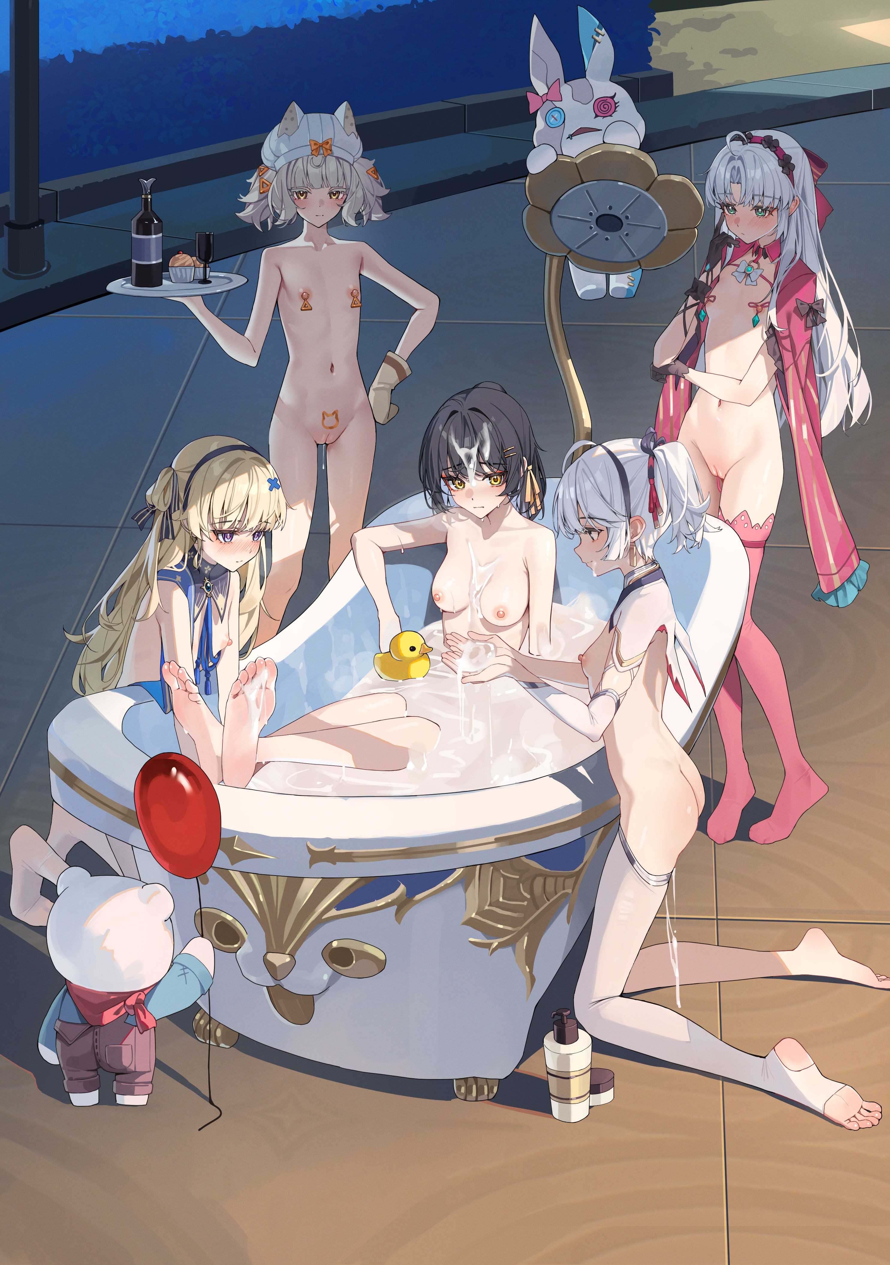 animal_ears bathing bottomless breasts camellya carlotta cream female_rover garter loli margherita naked naked_apron nipples no_bra pasties phoebe pussy pussy_juice thighhighs uncensored waitress wet wuthering_waves xiao_lin_jiu