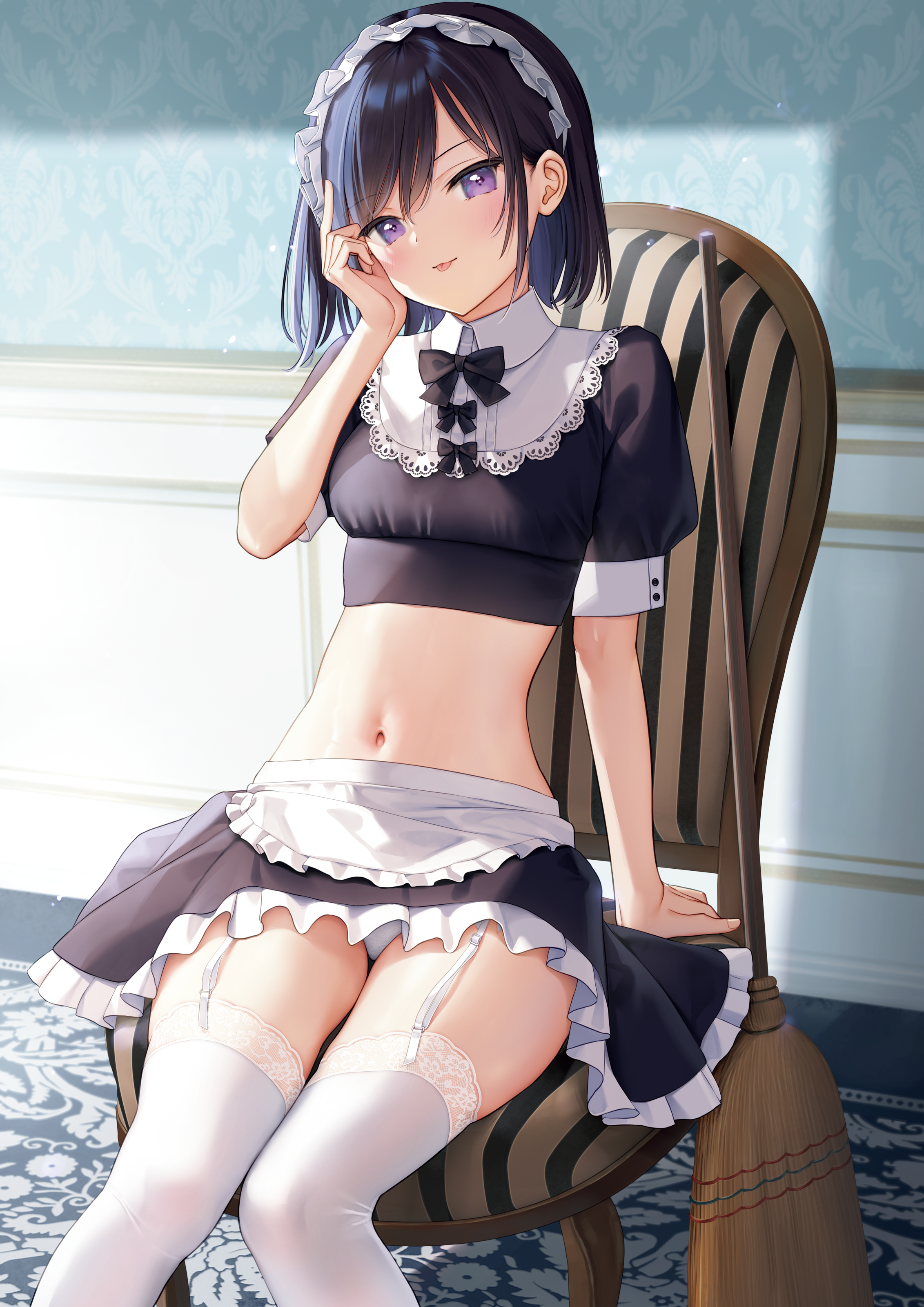digital_version maid mignon pantsu sarah_(mignon) skirt_lift stockings thighhighs
