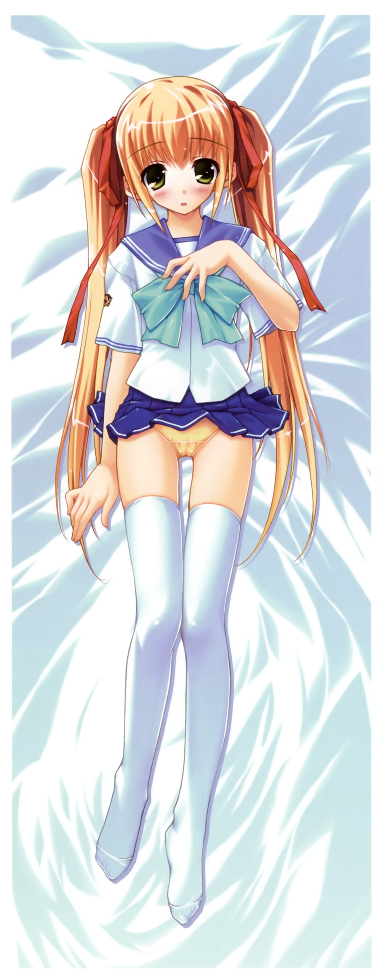 amane_sou cameltoe dakimakura pantsu pastel seifuku thighhighs yuuki_haruka