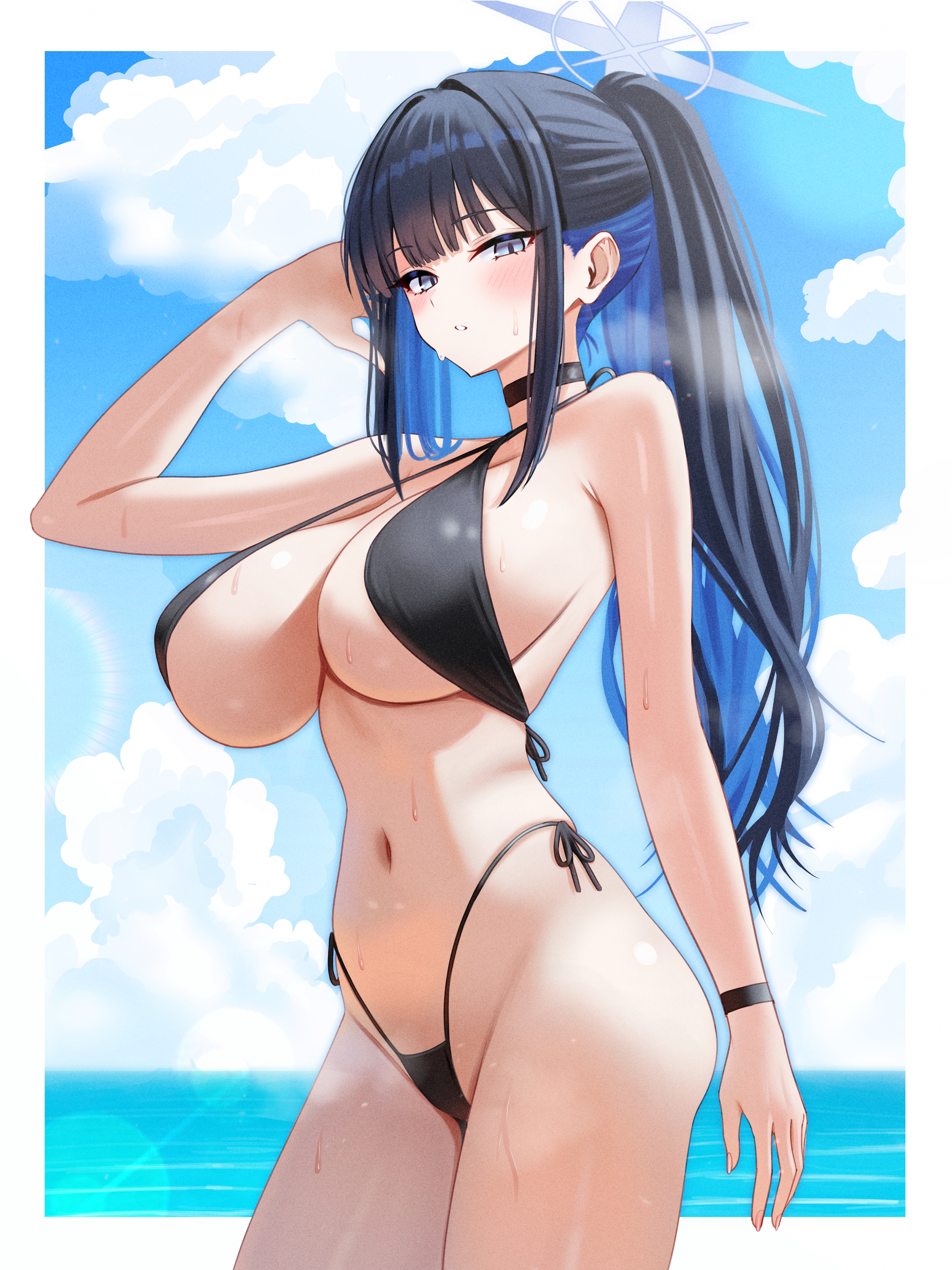 bikini blue_archive halo joumae_saori mizikayo swimsuits thong
